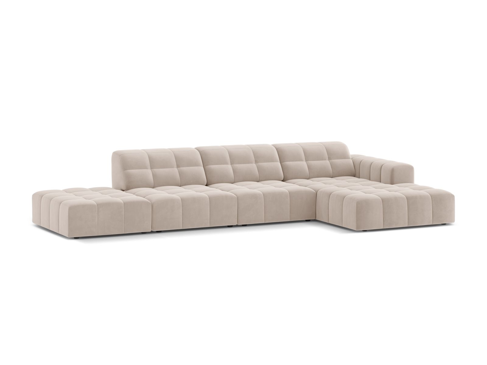 Velvet Right Corner Sofa, "Jennifer", 5 Seats, 348x167x78
