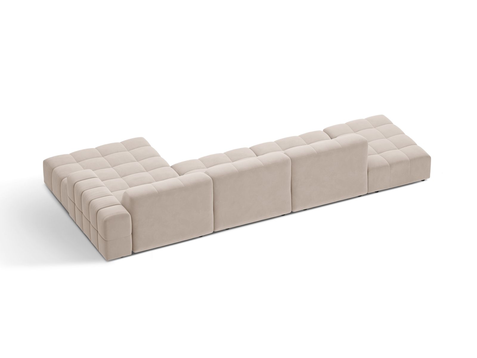 Velvet Right Corner Sofa, "Jennifer", 5 Seats, 348x167x78