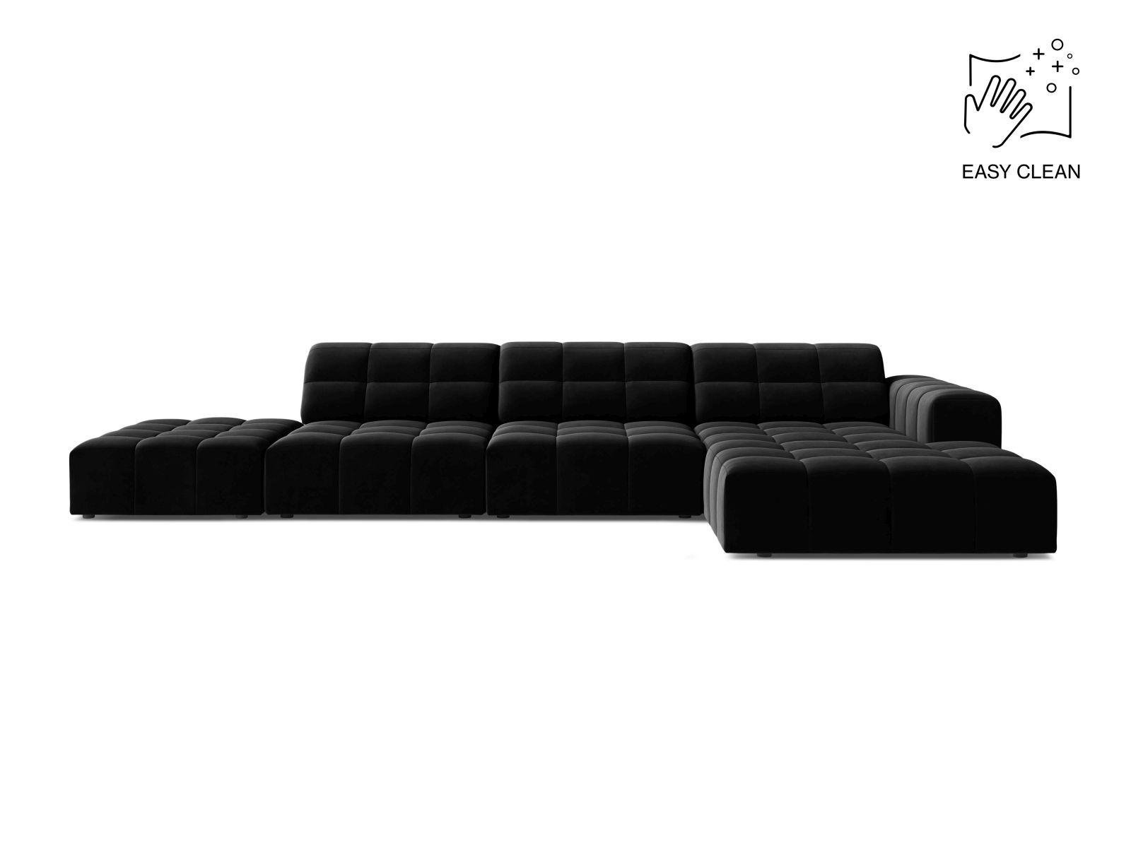 Velvet Right Corner Sofa, "Jennifer", 5 Seats, 348x167x78