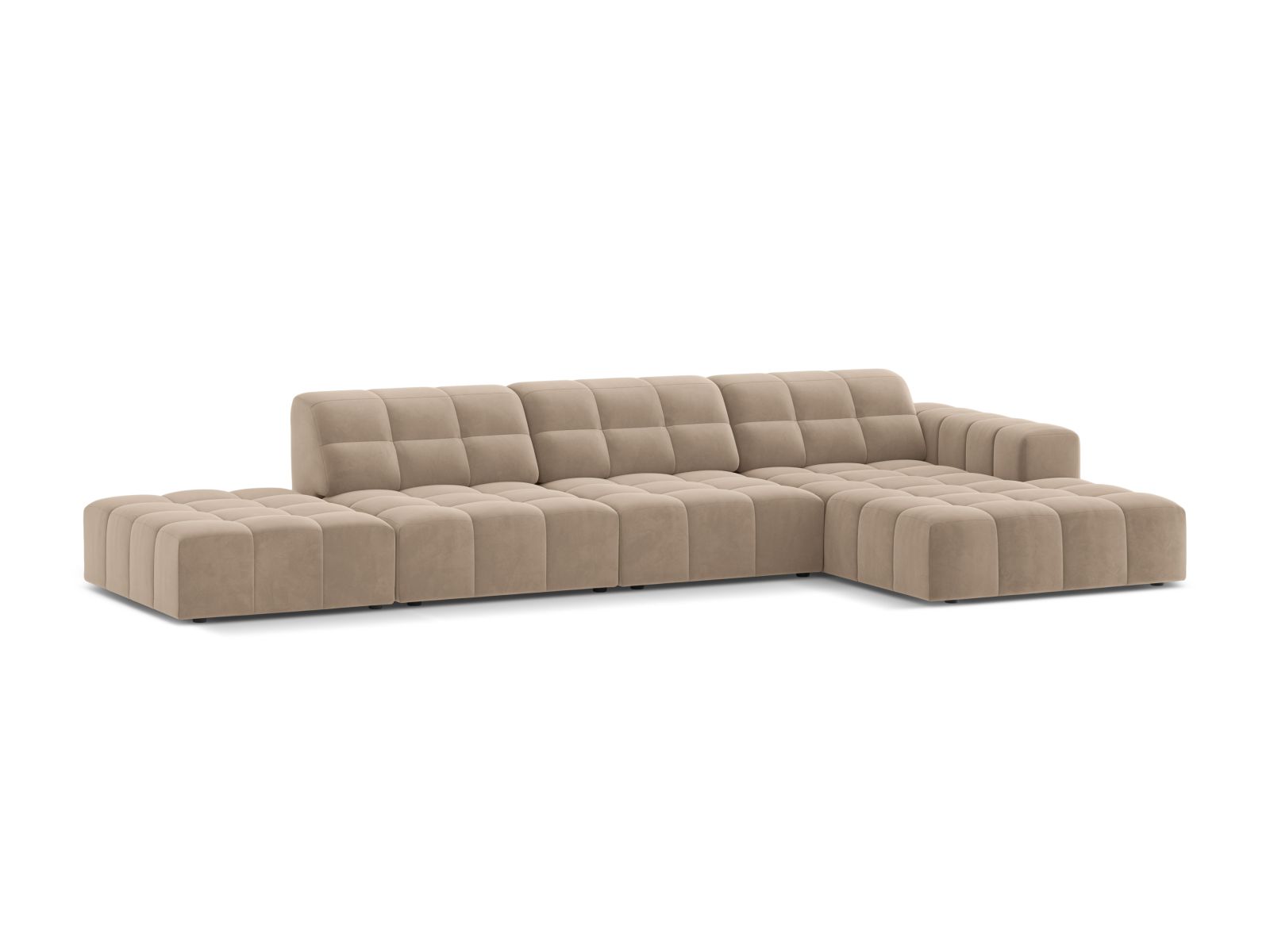 Velvet Right Corner Sofa, "Jennifer", 5 Seats, 348x167x78