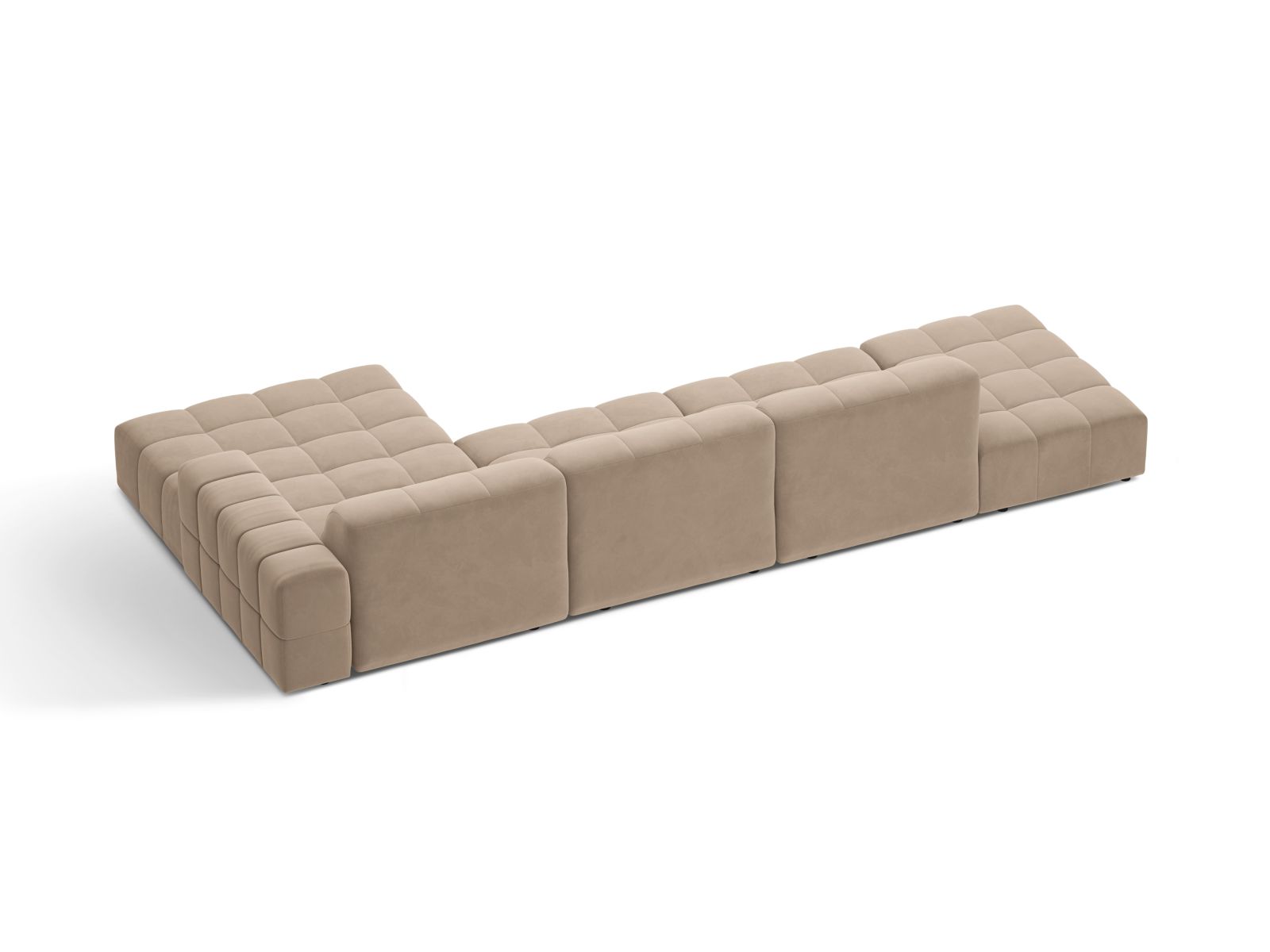 Velvet Right Corner Sofa, "Jennifer", 5 Seats, 348x167x78