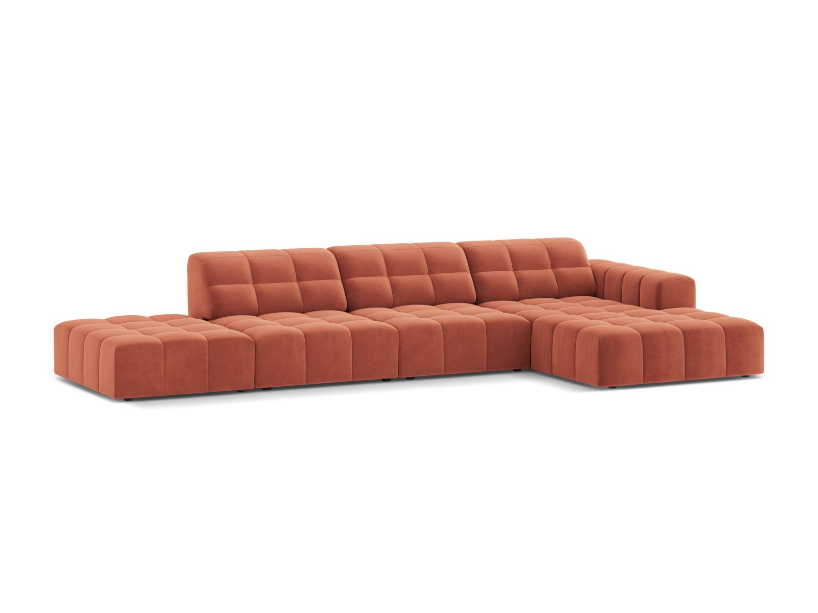 Velvet Right Corner Sofa, "Jennifer", 5 Seats, 348x167x78