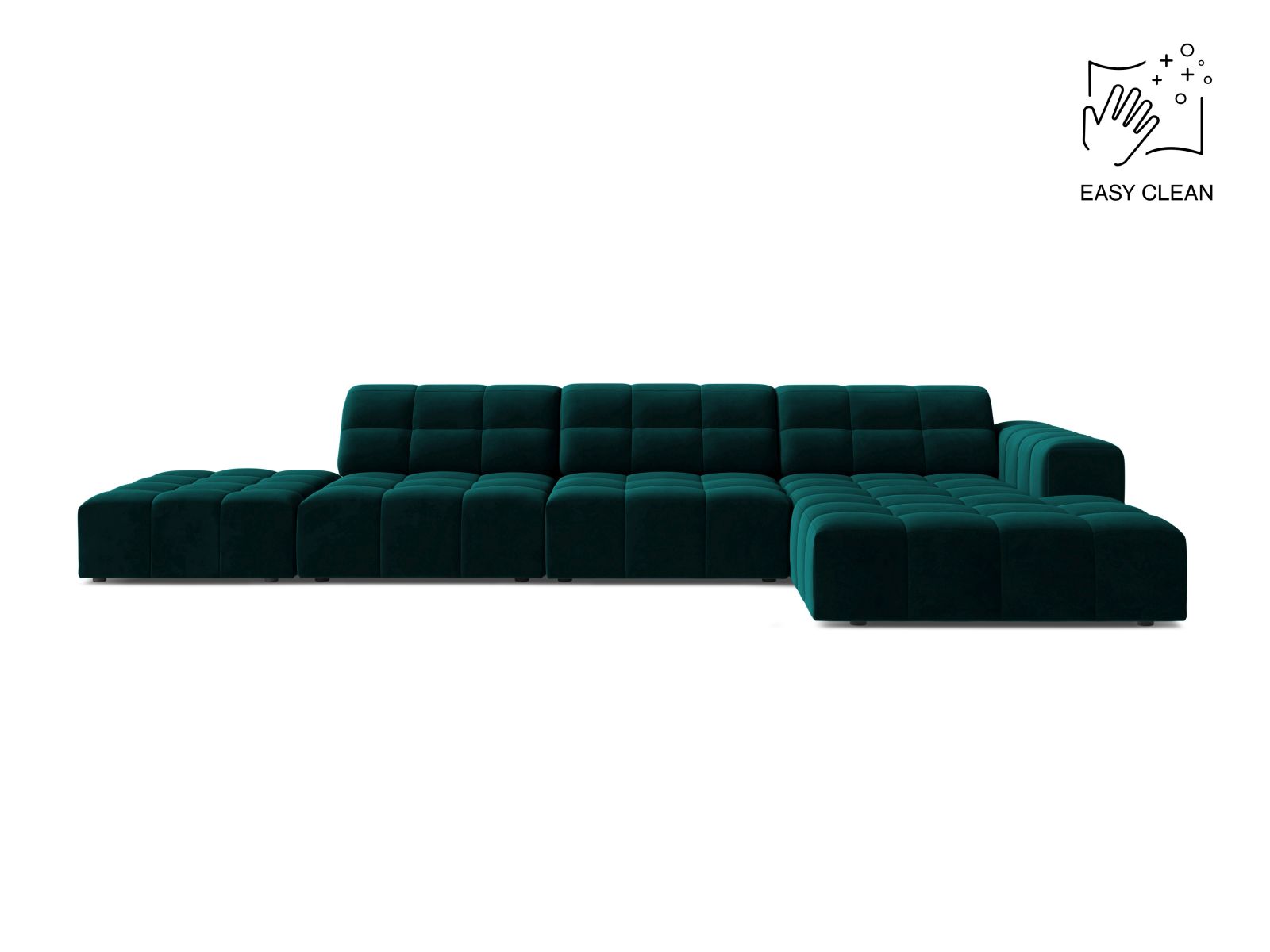 Velvet Right Corner Sofa, "Jennifer", 5 Seats, 348x167x78