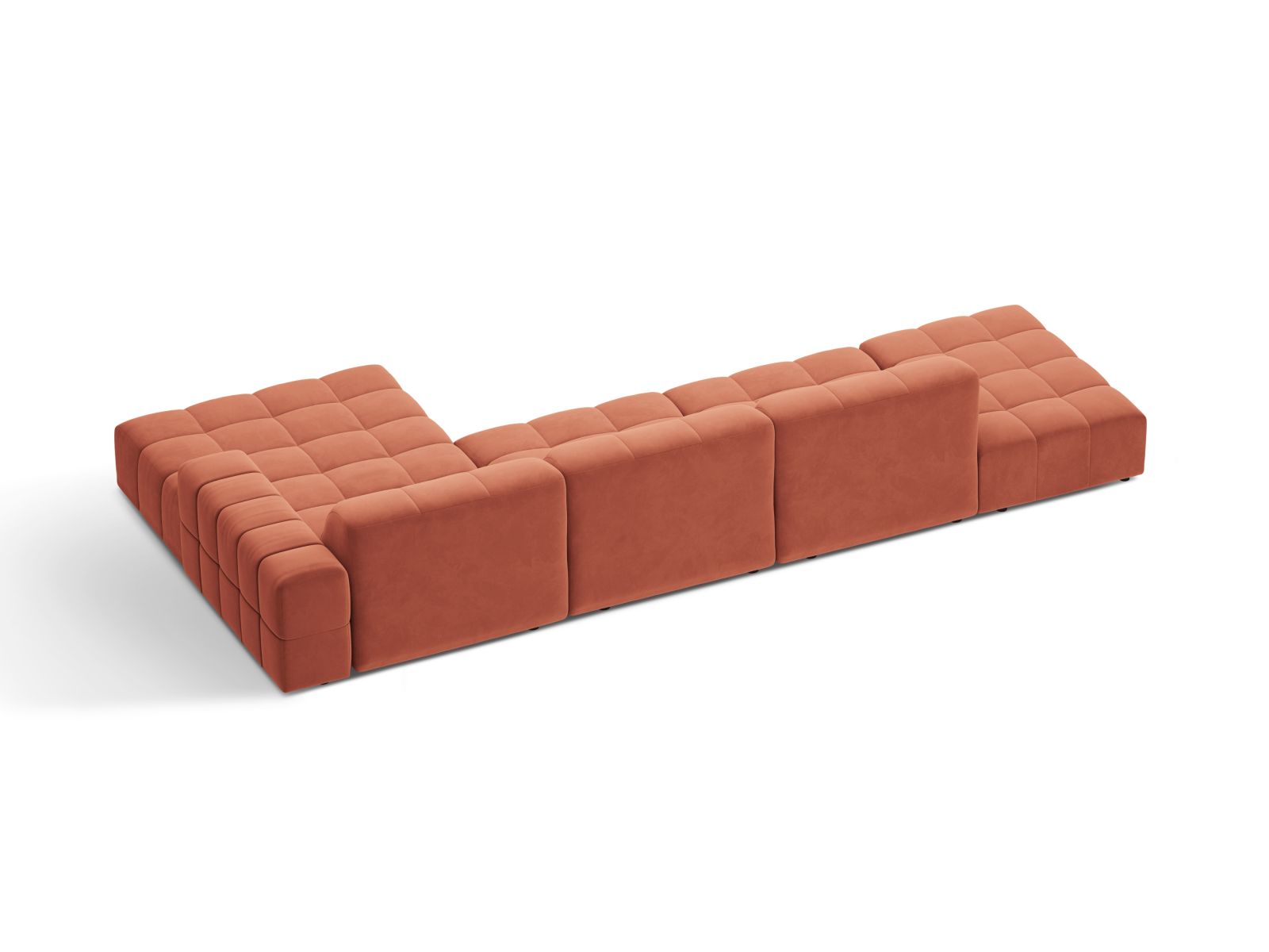 Velvet Right Corner Sofa, "Jennifer", 5 Seats, 348x167x78