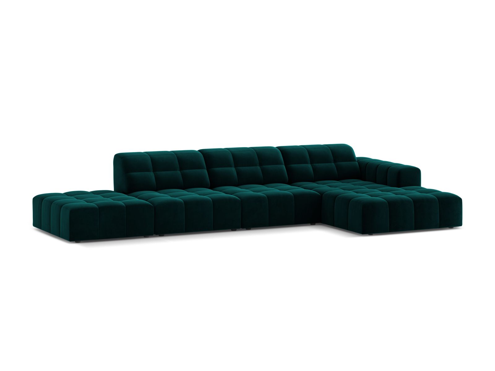 Velvet Right Corner Sofa, "Jennifer", 5 Seats, 348x167x78