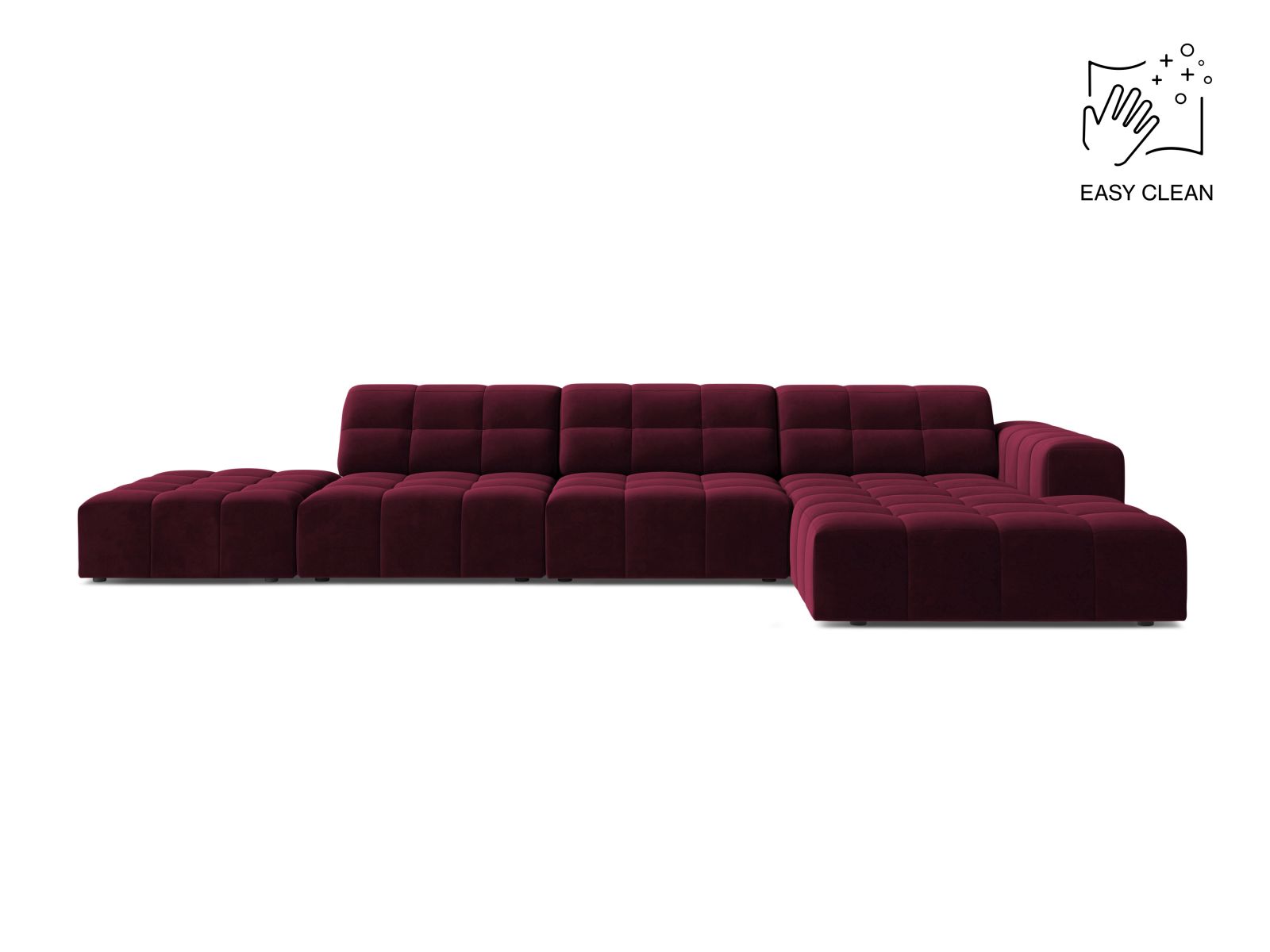 Velvet Right Corner Sofa, "Jennifer", 5 Seats, 348x167x78