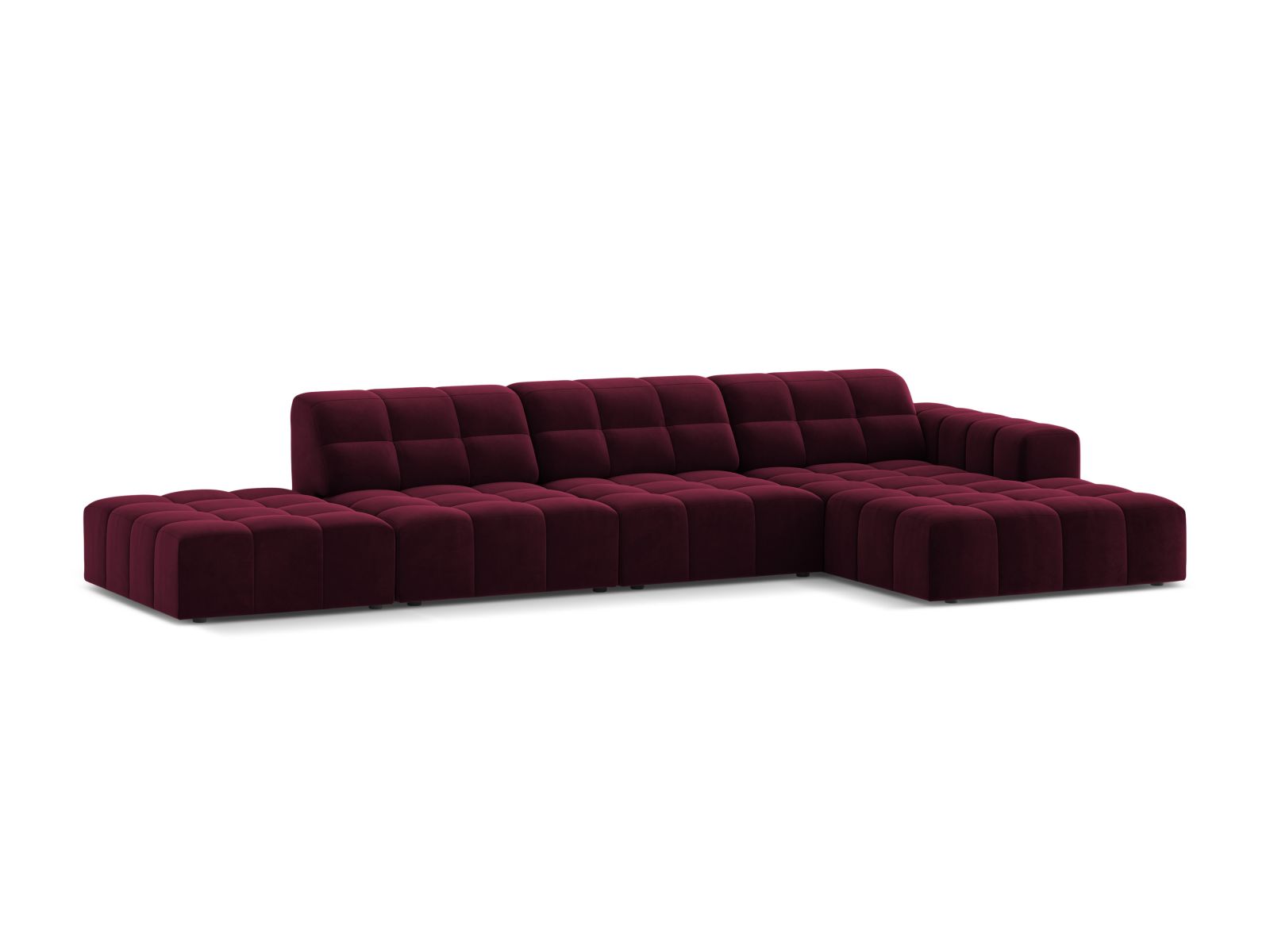 Velvet Right Corner Sofa, "Jennifer", 5 Seats, 348x167x78