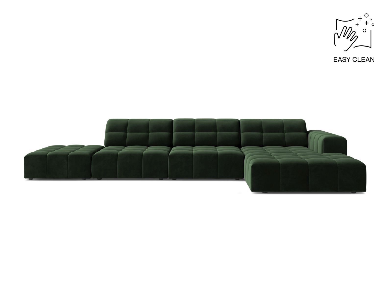 Velvet Right Corner Sofa, "Jennifer", 5 Seats, 348x167x78