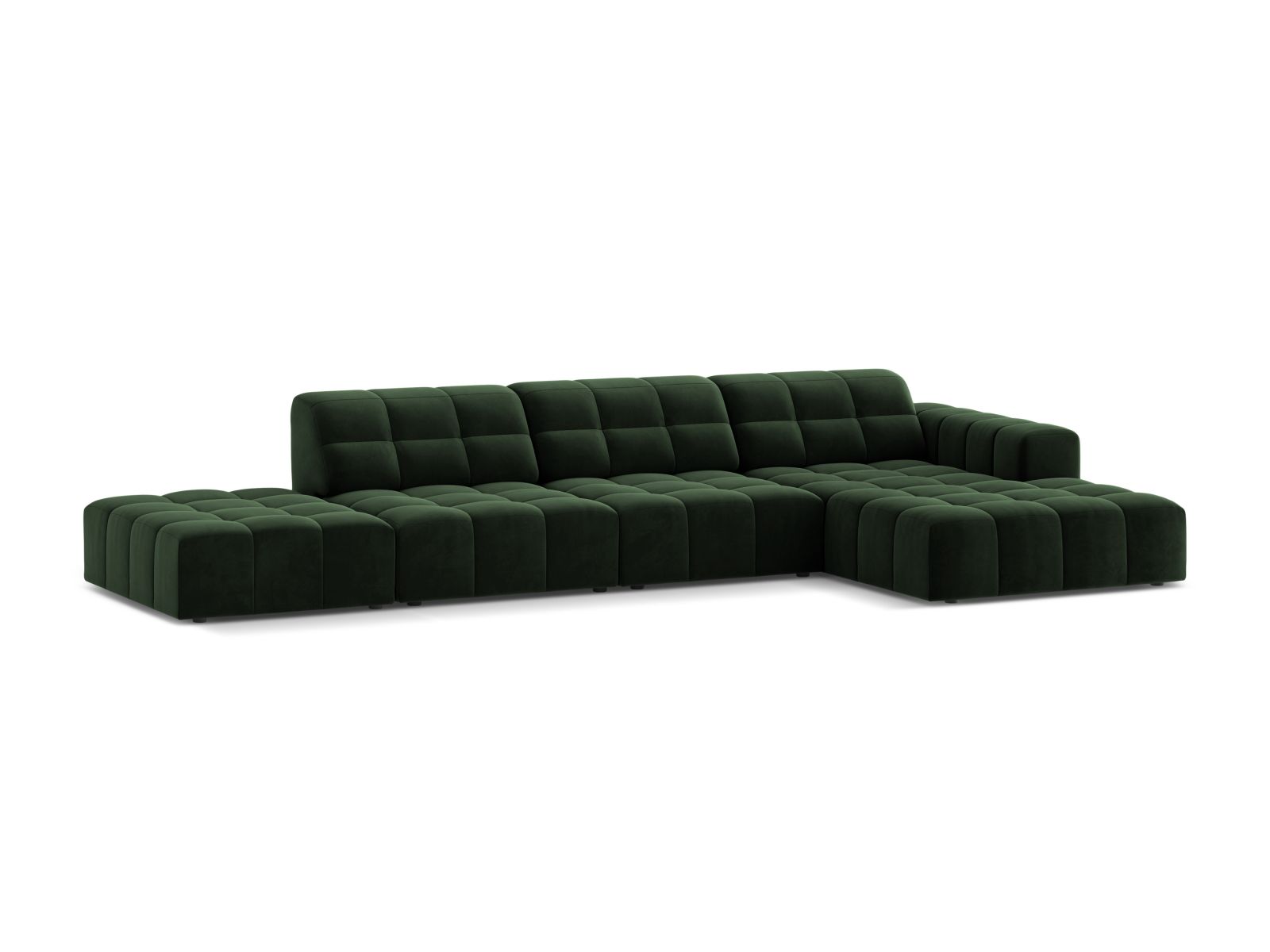 Velvet Right Corner Sofa, "Jennifer", 5 Seats, 348x167x78