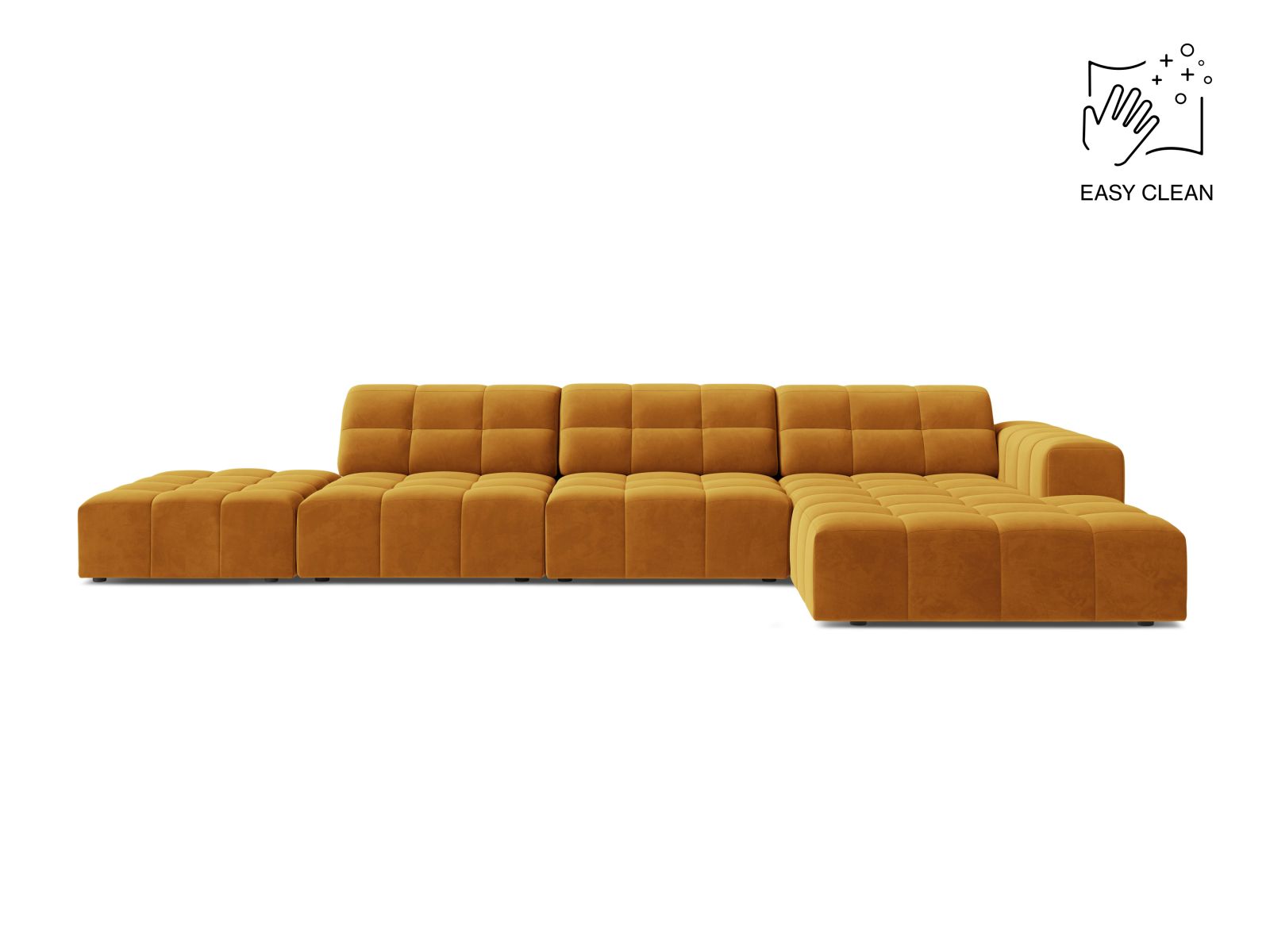 Velvet Right Corner Sofa, "Jennifer", 5 Seats, 348x167x78