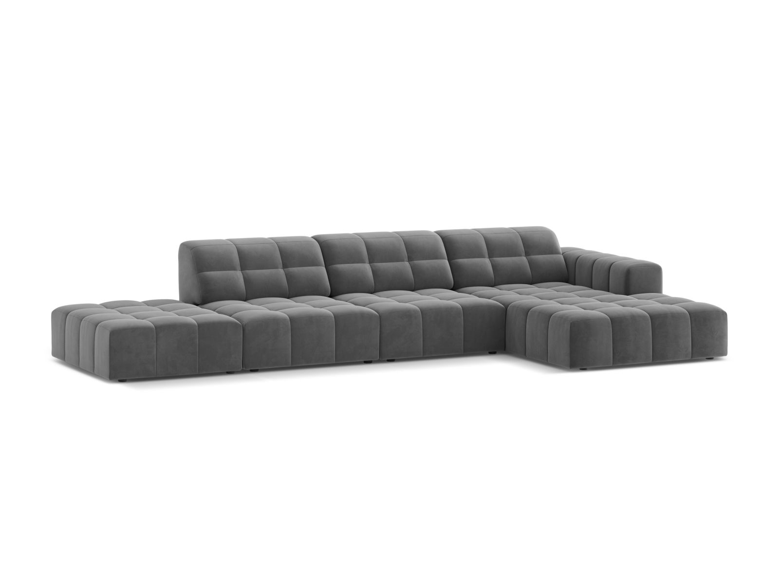 Velvet Right Corner Sofa, "Jennifer", 5 Seats, 348x167x78