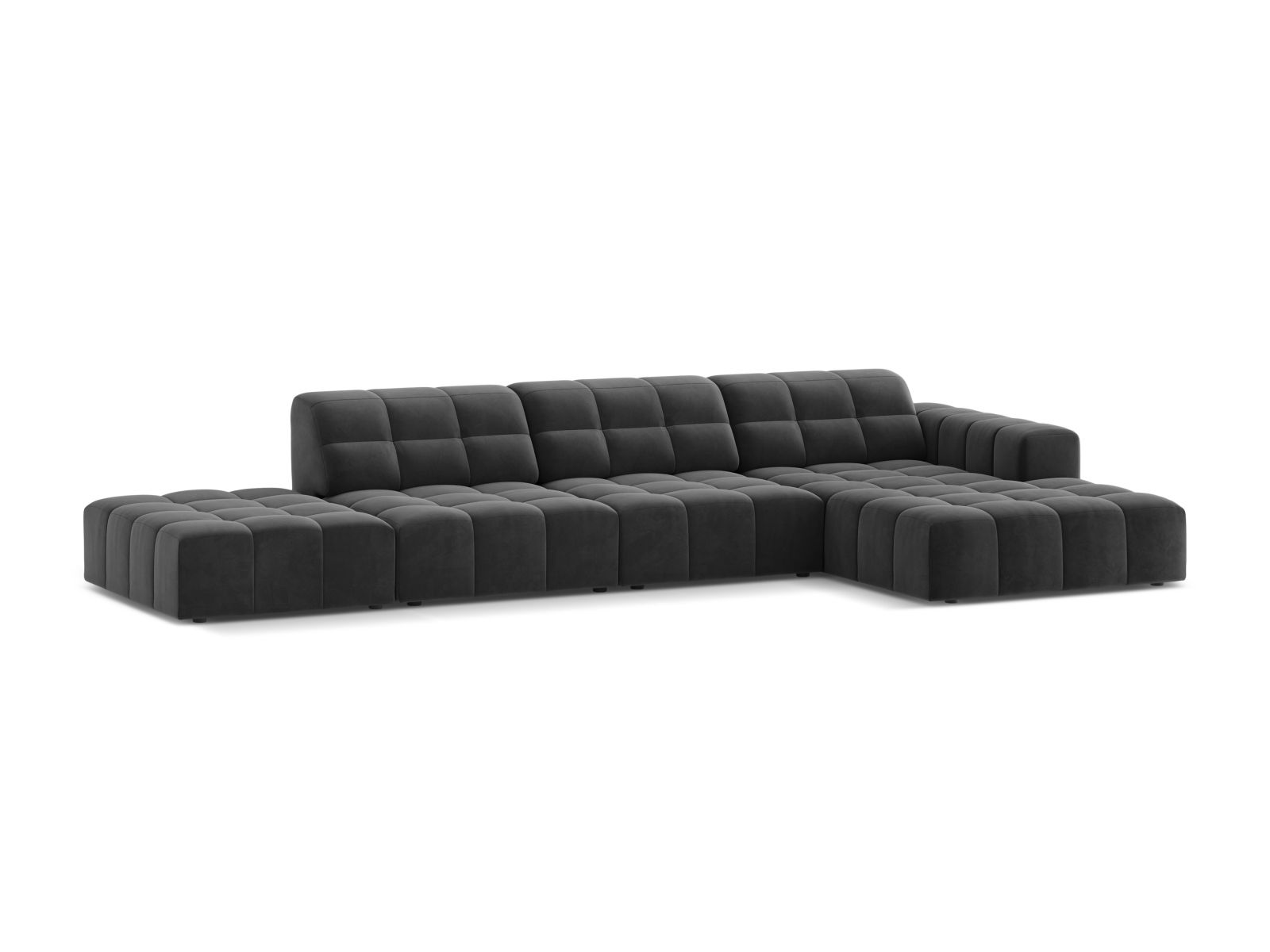 Velvet Right Corner Sofa, "Jennifer", 5 Seats, 348x167x78