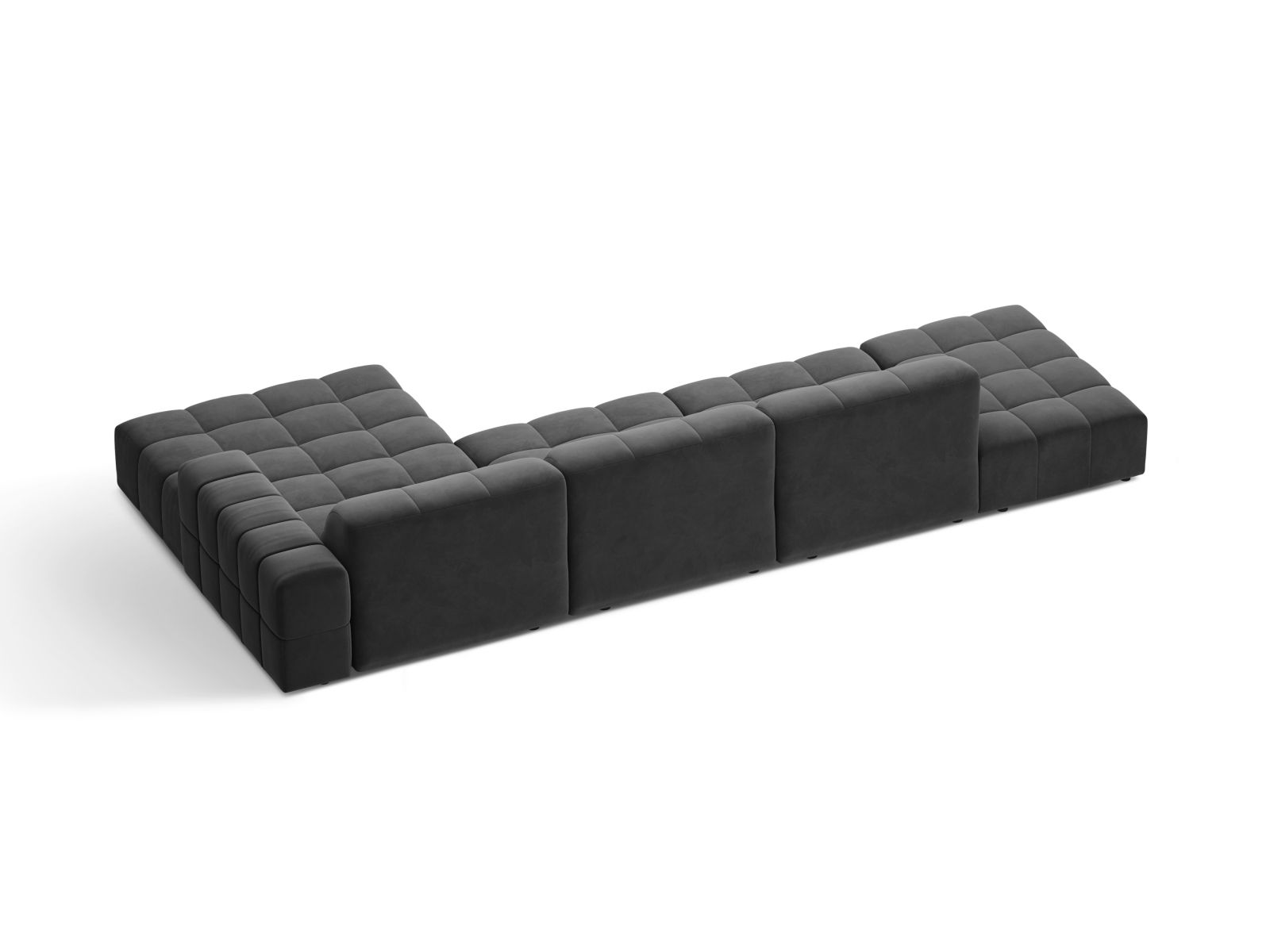 Velvet Right Corner Sofa, "Jennifer", 5 Seats, 348x167x78