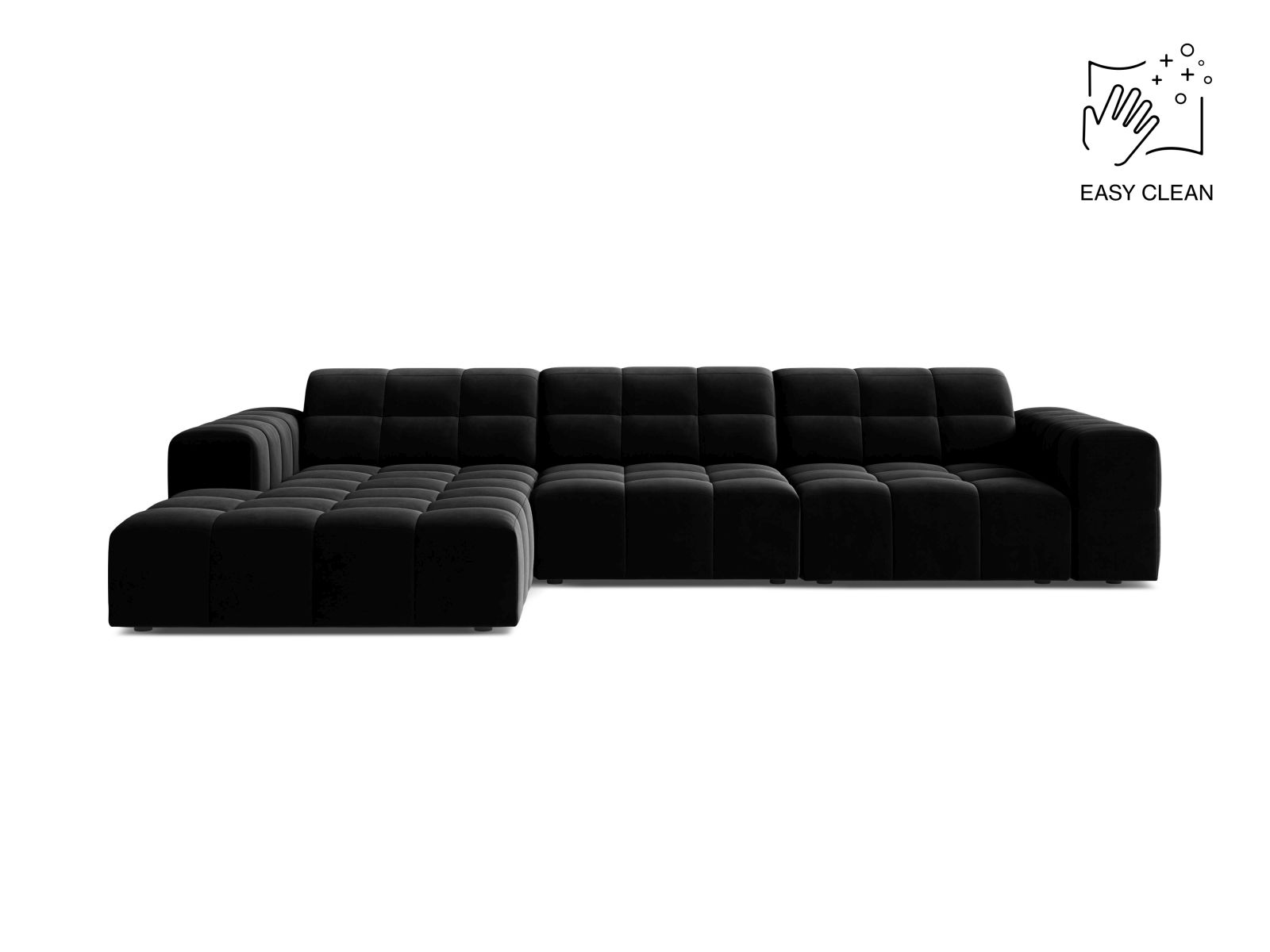 Velvet Left Corner Sofa, "Jennifer", 4 Seats, 294x167x78
