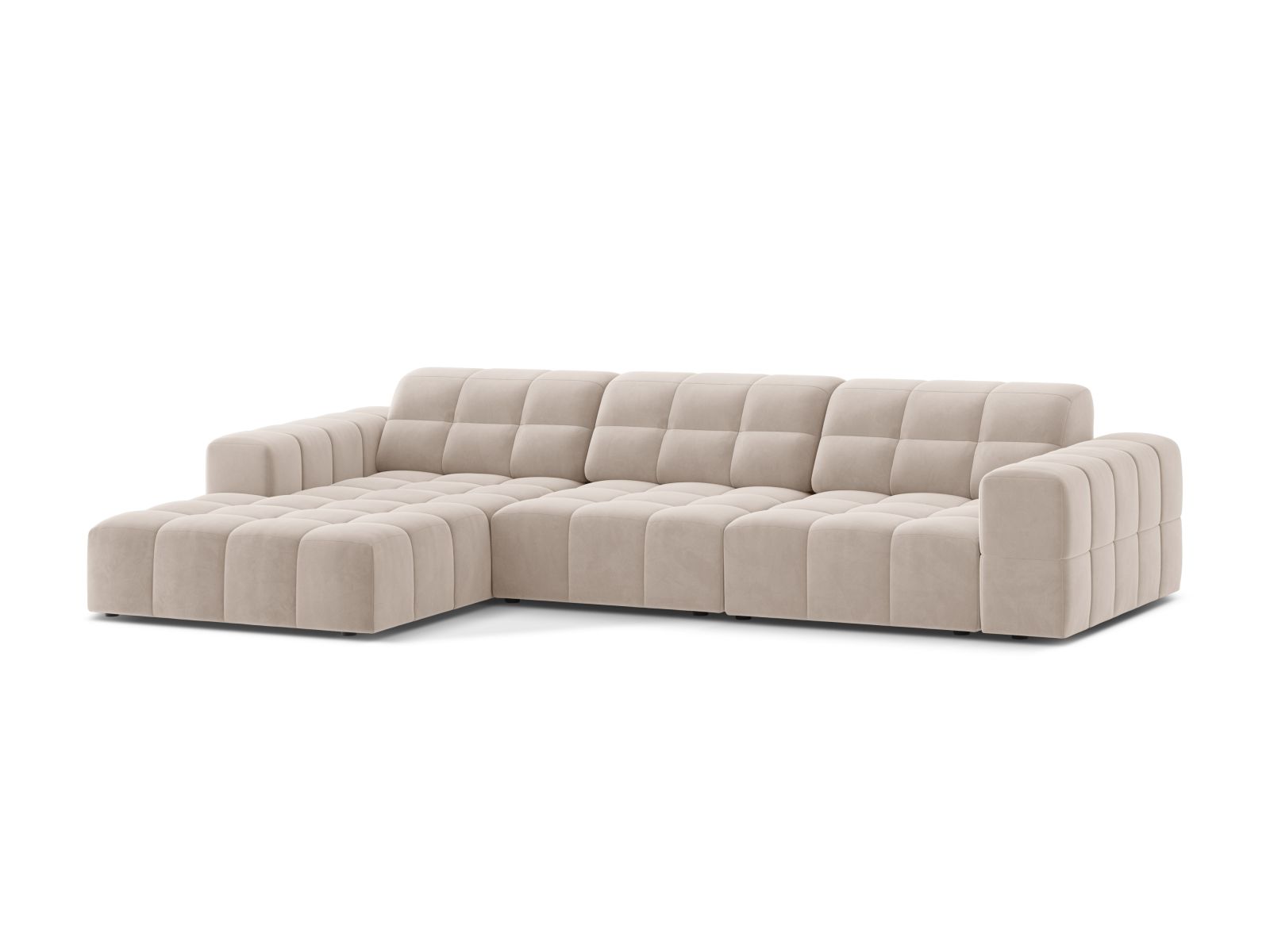Velvet Left Corner Sofa, "Jennifer", 4 Seats, 294x167x78