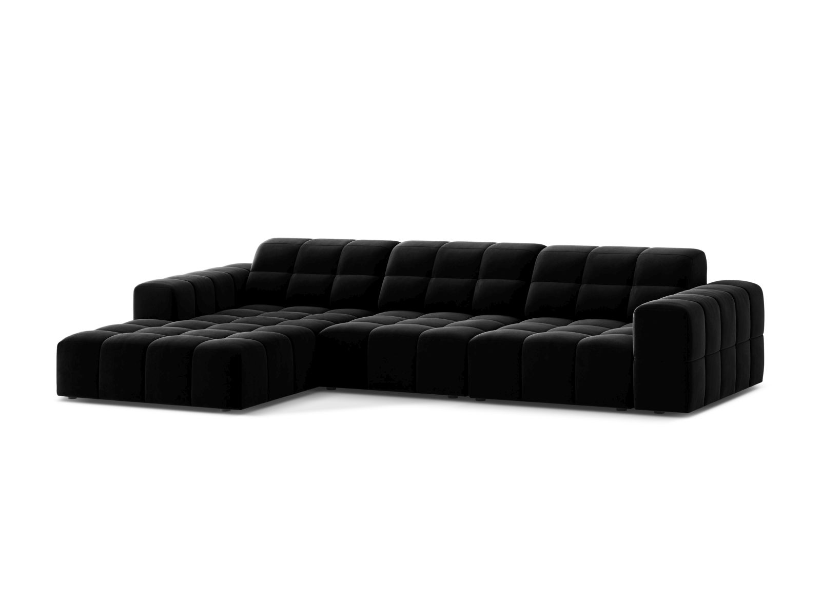 Velvet Left Corner Sofa, "Jennifer", 4 Seats, 294x167x78