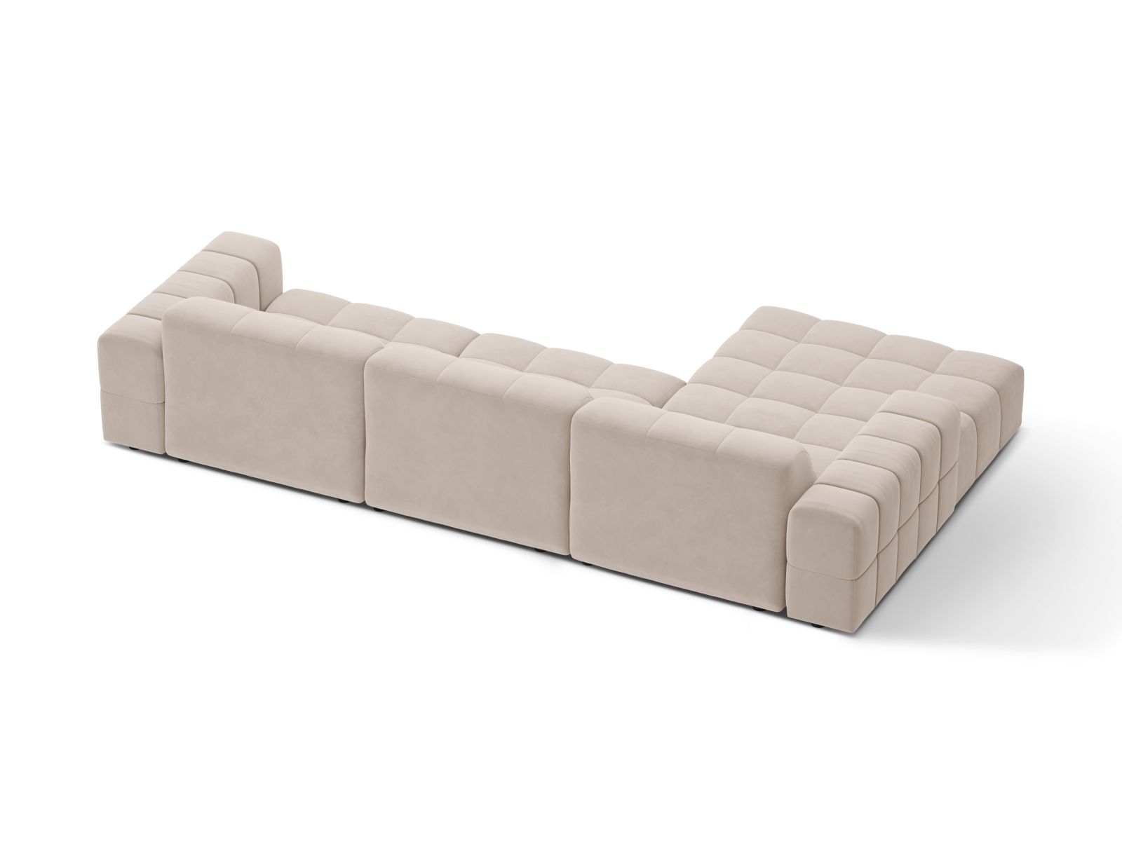 Velvet Left Corner Sofa, "Jennifer", 4 Seats, 294x167x78