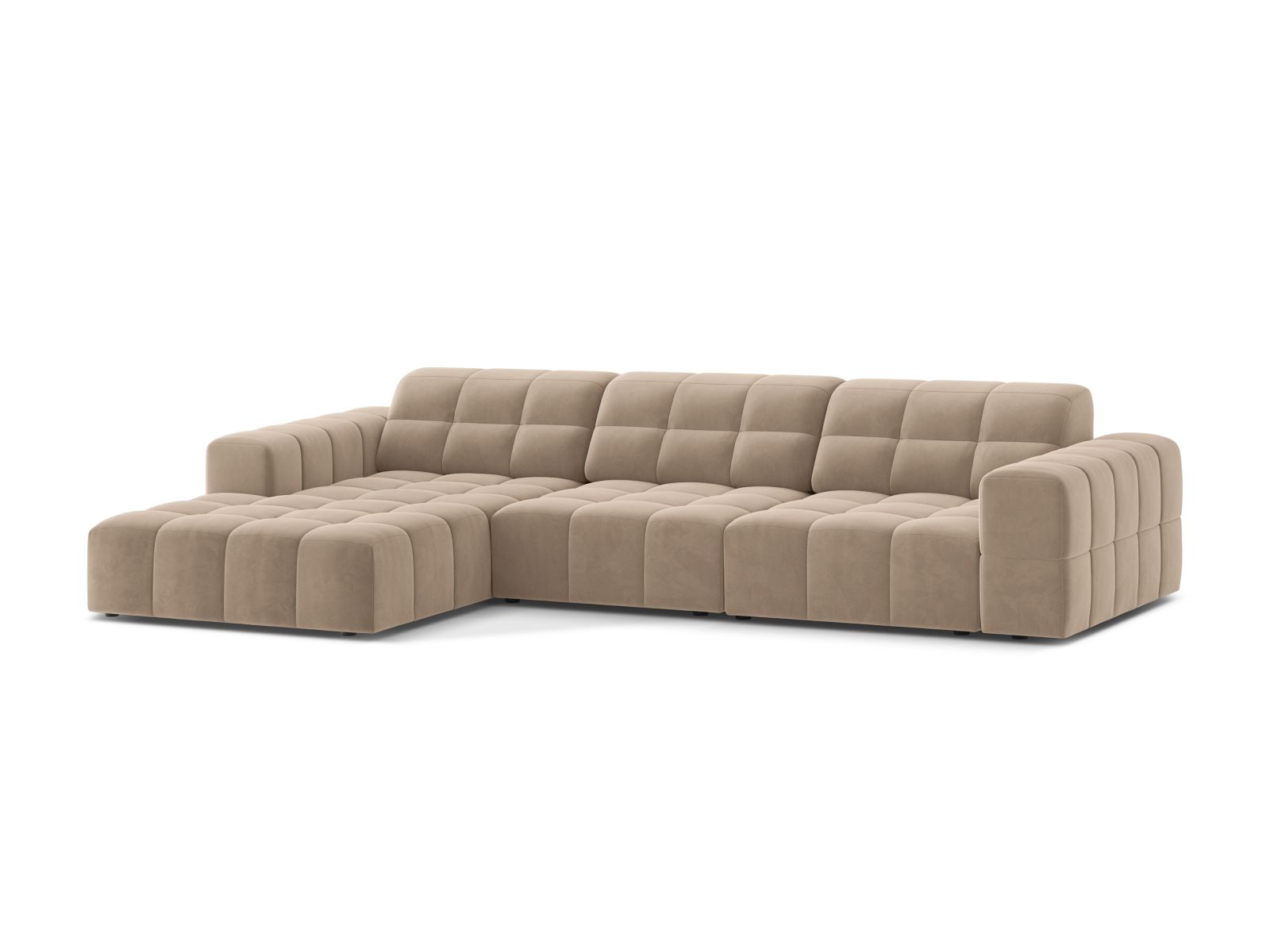 Velvet Left Corner Sofa, "Jennifer", 4 Seats, 294x167x78