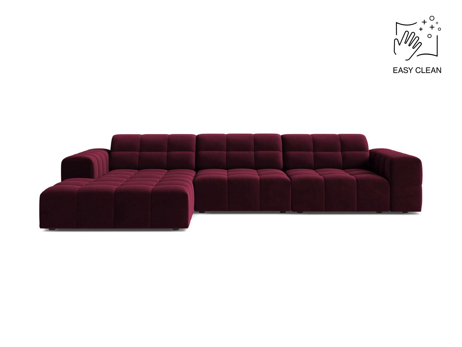 Velvet Left Corner Sofa, "Jennifer", 4 Seats, 294x167x78