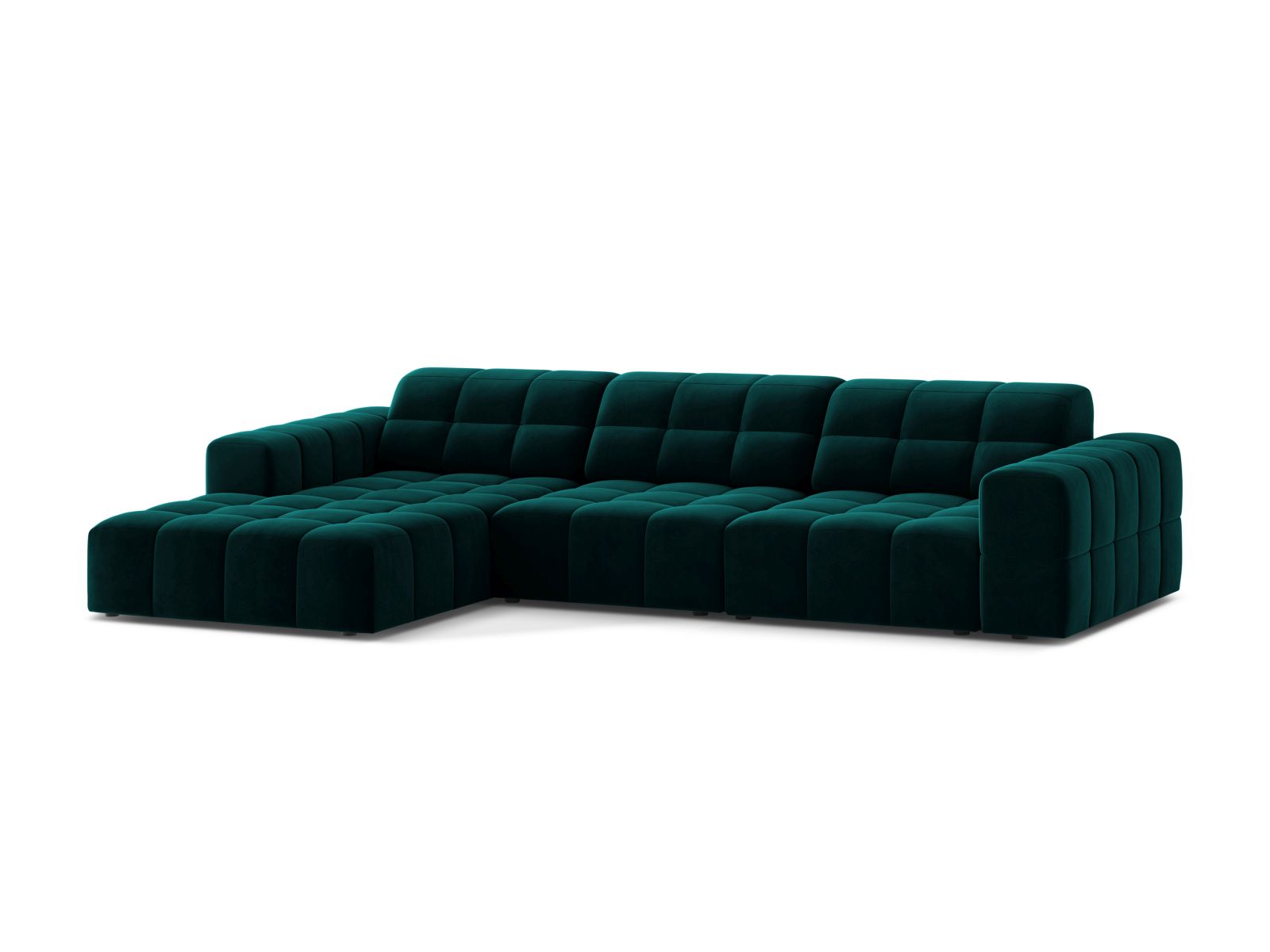 Velvet Left Corner Sofa, "Jennifer", 4 Seats, 294x167x78
