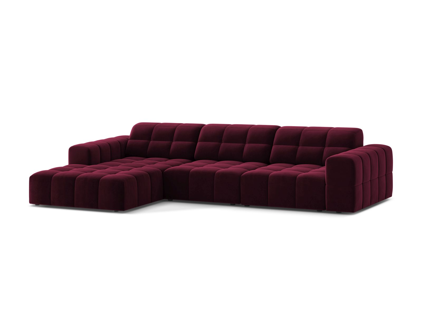 Velvet Left Corner Sofa, "Jennifer", 4 Seats, 294x167x78