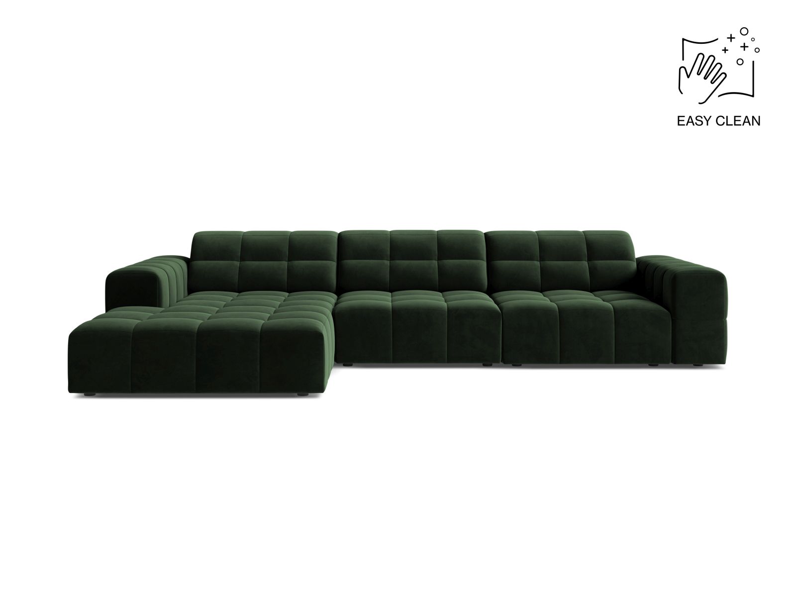 Velvet Left Corner Sofa, "Jennifer", 4 Seats, 294x167x78