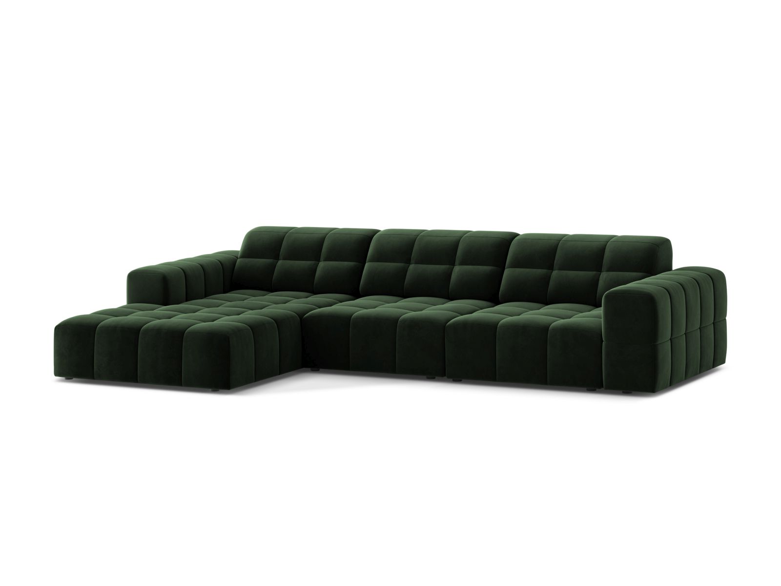 Velvet Left Corner Sofa, "Jennifer", 4 Seats, 294x167x78