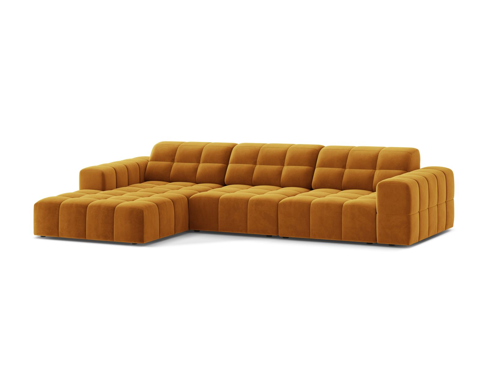 Velvet Left Corner Sofa, "Jennifer", 4 Seats, 294x167x78
