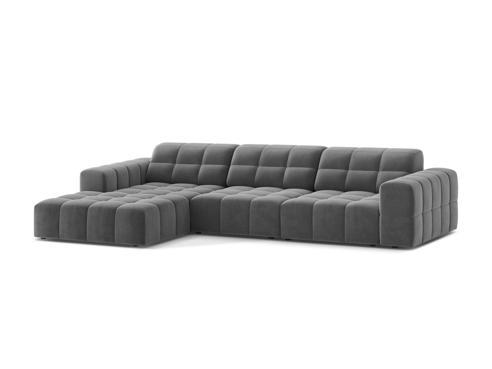 Velvet Left Corner Sofa, "Jennifer", 4 Seats, 294x167x78