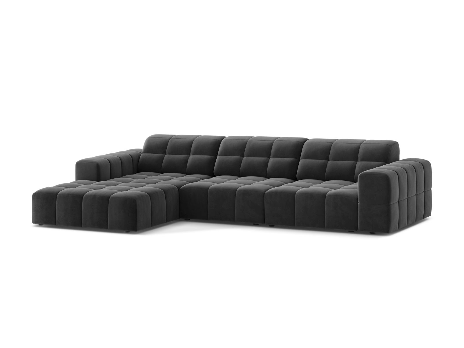 Velvet Left Corner Sofa, "Jennifer", 4 Seats, 294x167x78