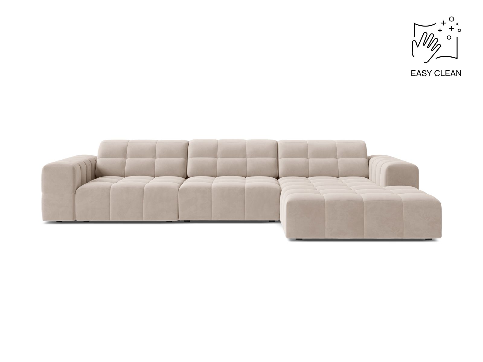 Velvet Right Corner Sofa, "Jennifer", 4 Seats, 294x167x78