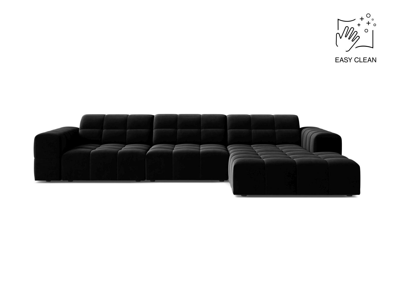 Velvet Right Corner Sofa, "Jennifer", 4 Seats, 294x167x78