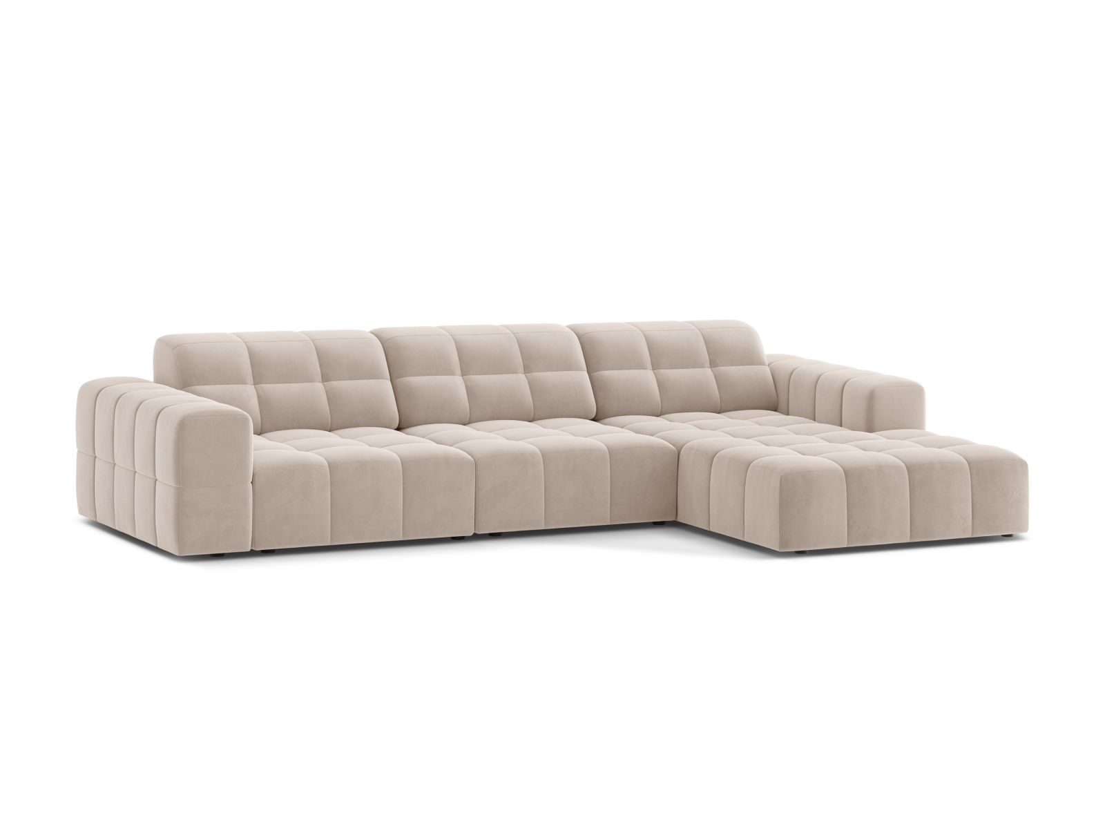 Velvet Right Corner Sofa, "Jennifer", 4 Seats, 294x167x78