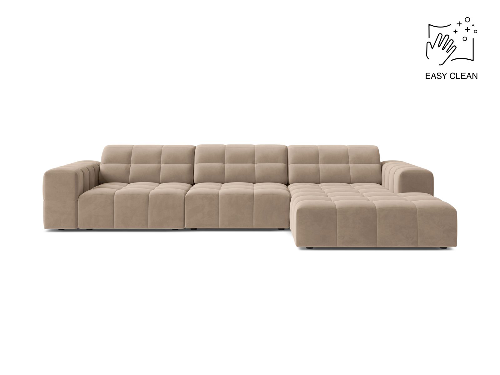 Velvet Right Corner Sofa, "Jennifer", 4 Seats, 294x167x78