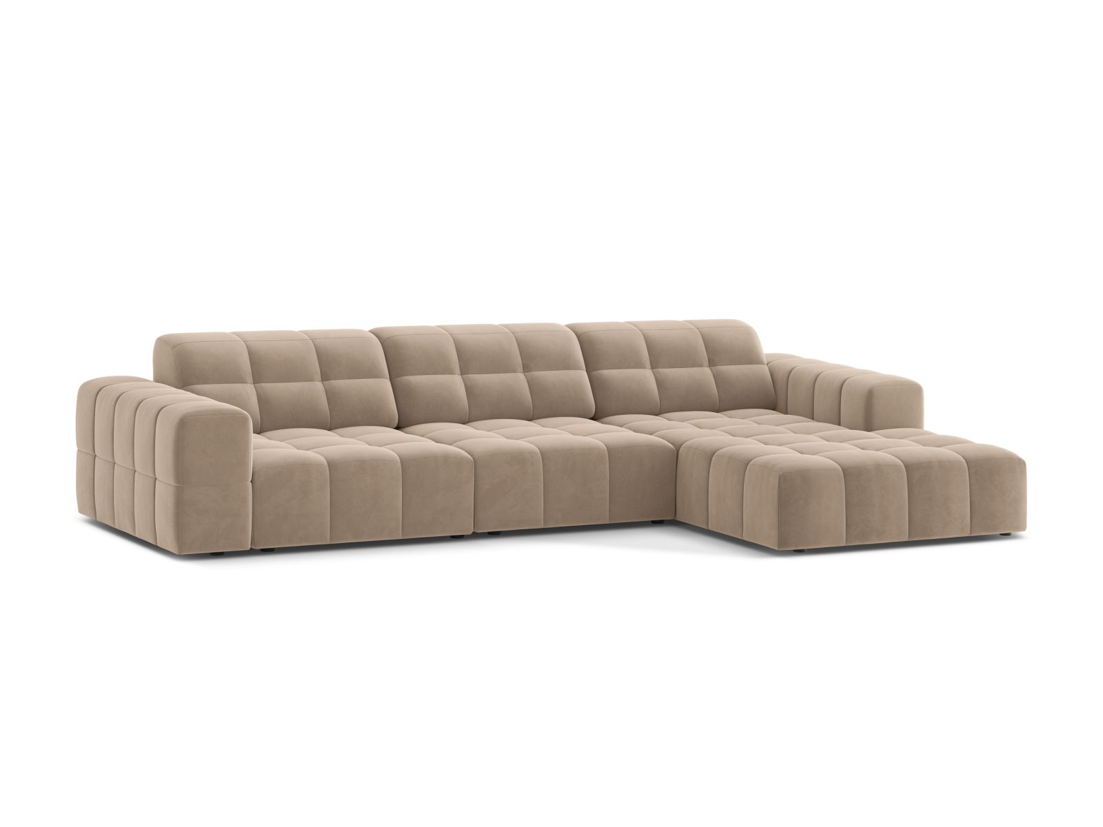 Velvet Right Corner Sofa, "Jennifer", 4 Seats, 294x167x78