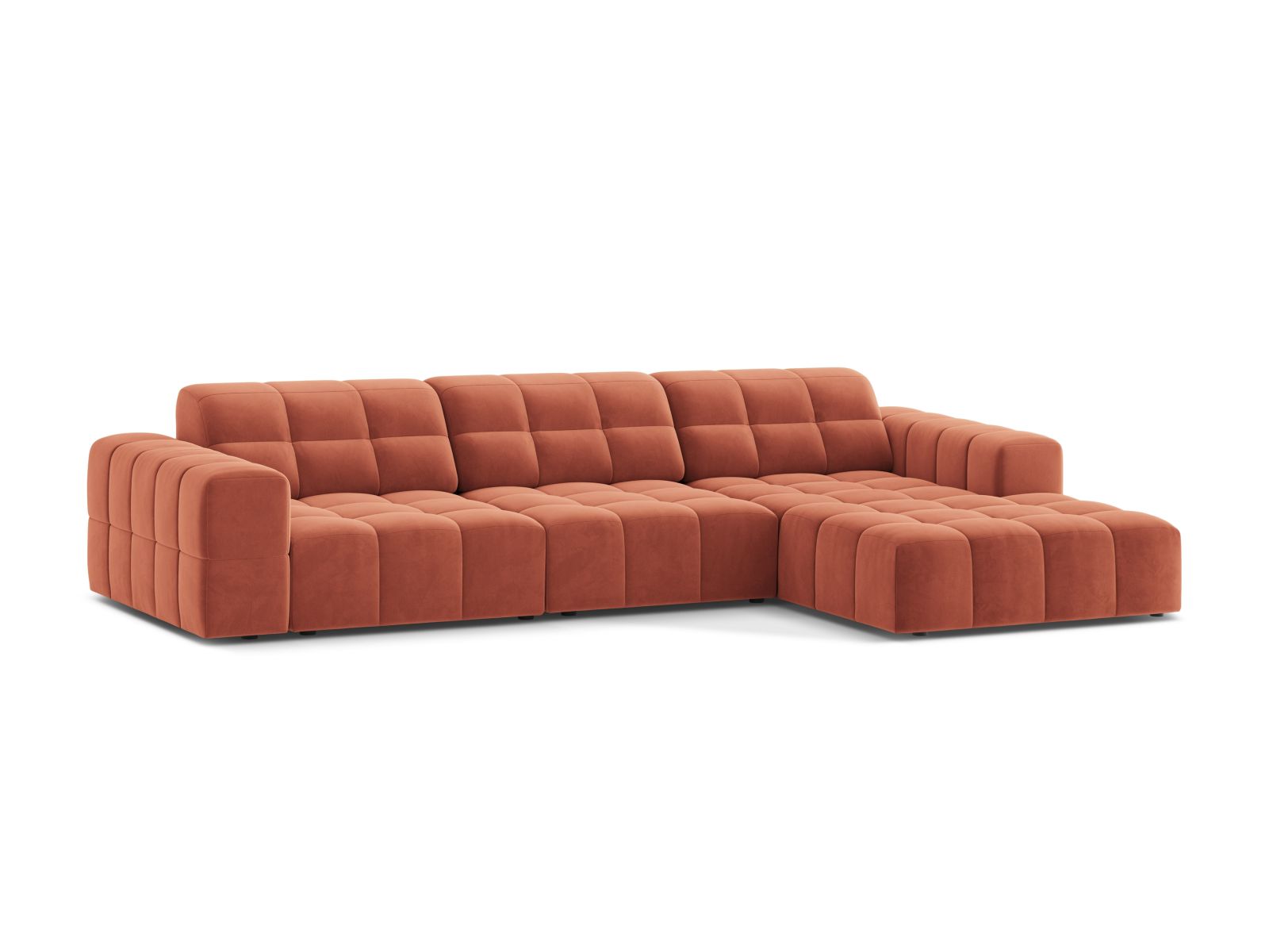 Velvet Right Corner Sofa, "Jennifer", 4 Seats, 294x167x78
