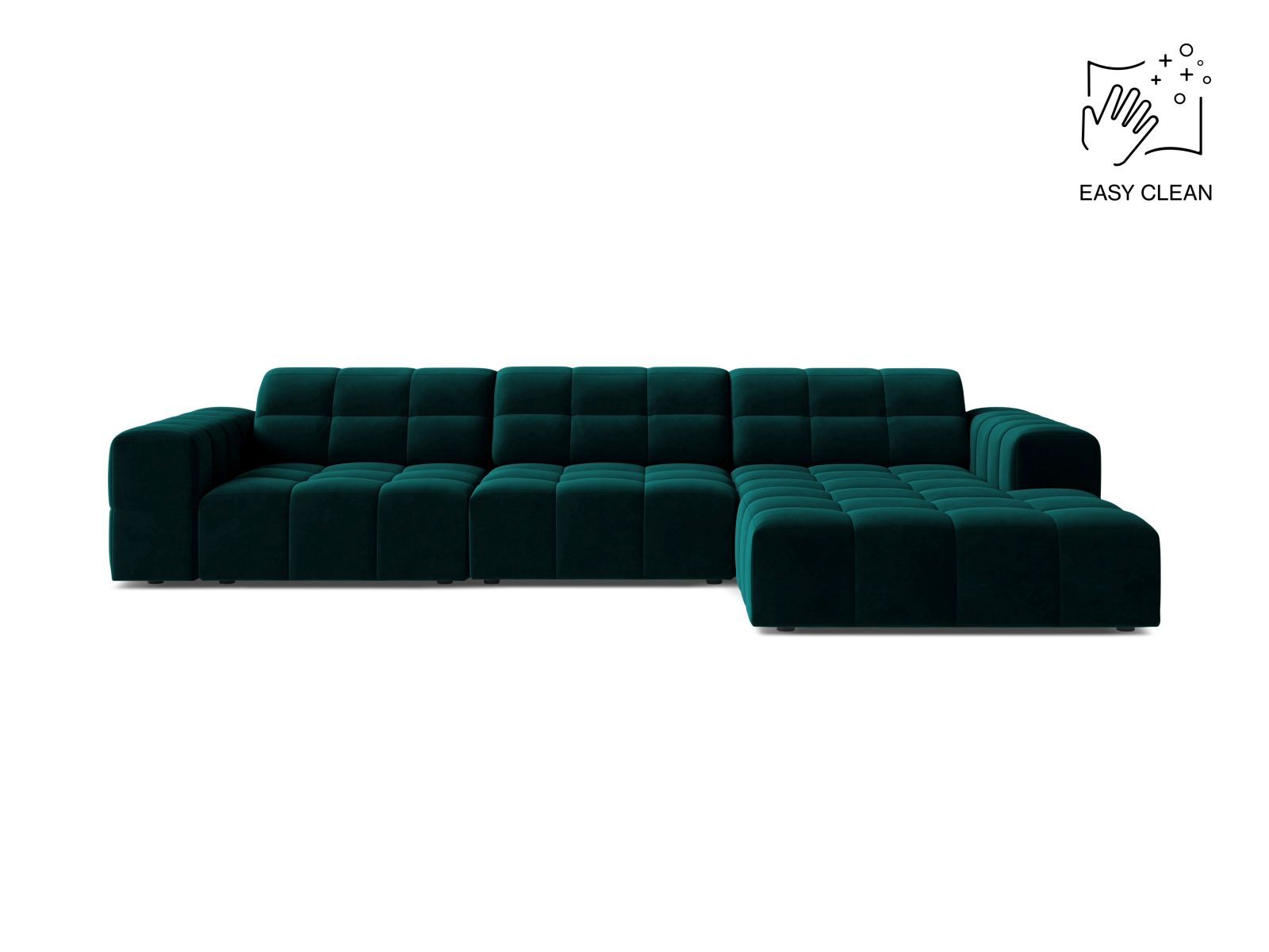 Velvet Right Corner Sofa, "Jennifer", 4 Seats, 294x167x78