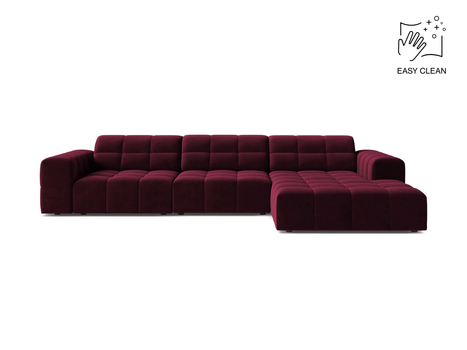 Velvet Right Corner Sofa, "Jennifer", 4 Seats, 294x167x78