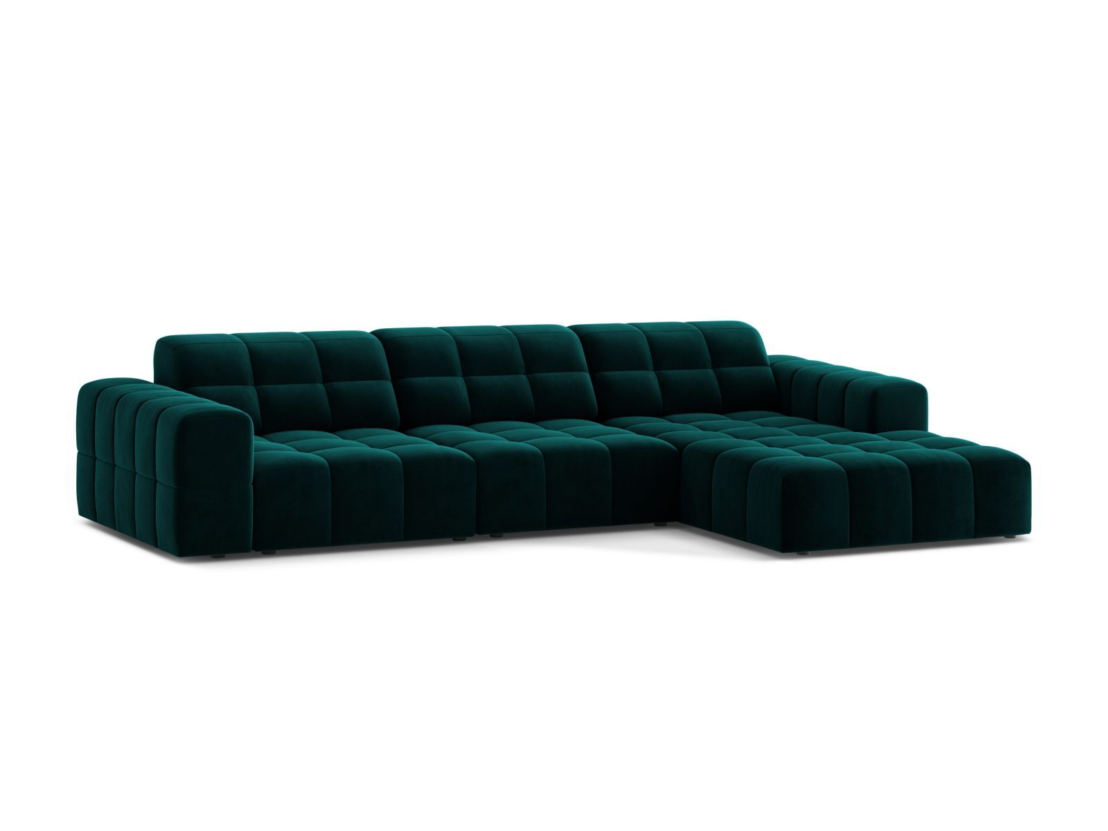 Velvet Right Corner Sofa, "Jennifer", 4 Seats, 294x167x78