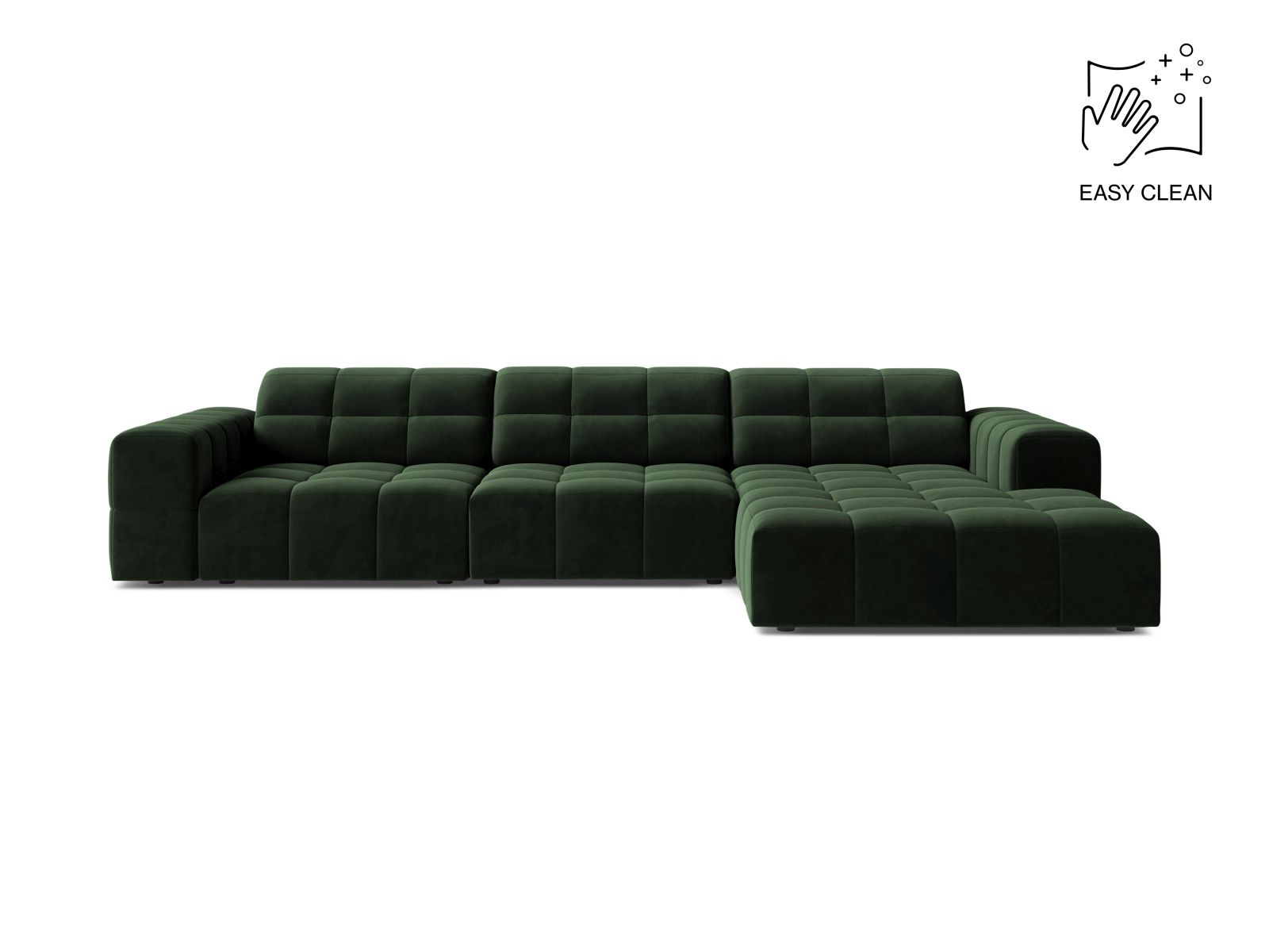 Velvet Right Corner Sofa, "Jennifer", 4 Seats, 294x167x78