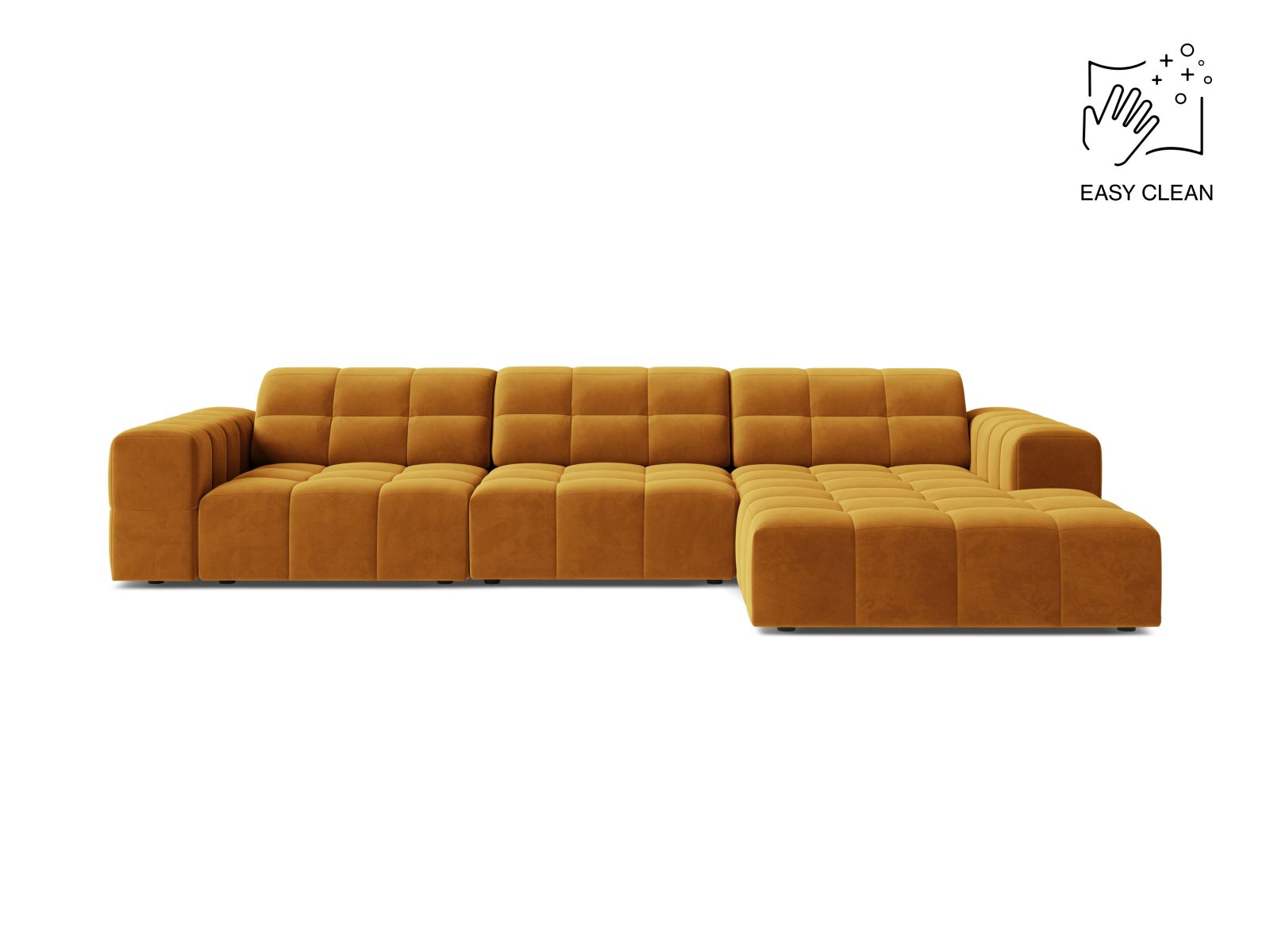 Velvet Right Corner Sofa, "Jennifer", 4 Seats, 294x167x78
