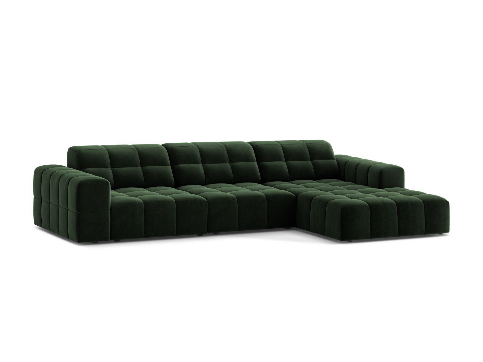 Velvet Right Corner Sofa, "Jennifer", 4 Seats, 294x167x78