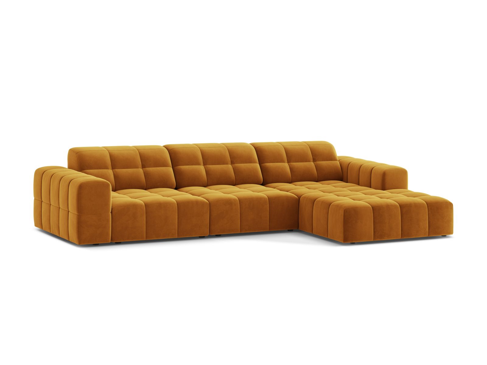 Velvet Right Corner Sofa, "Jennifer", 4 Seats, 294x167x78