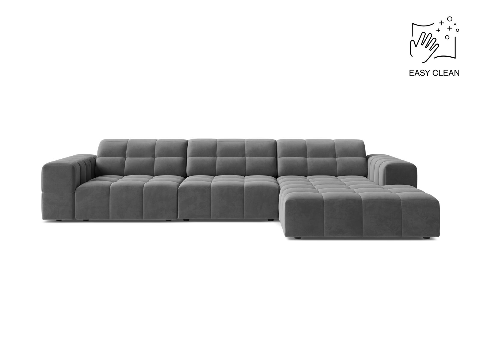 Velvet Right Corner Sofa, "Jennifer", 4 Seats, 294x167x78