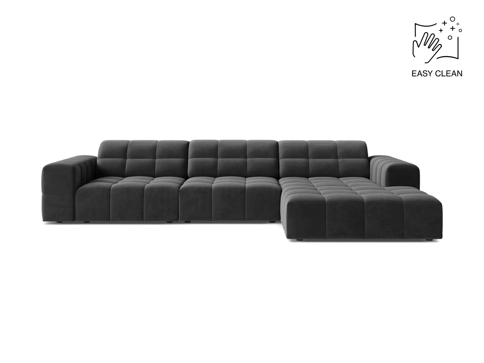 Velvet Right Corner Sofa, "Jennifer", 4 Seats, 294x167x78
