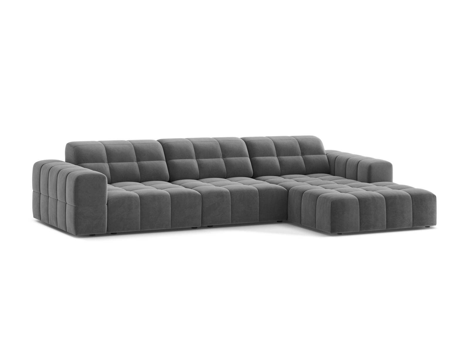 Velvet Right Corner Sofa, "Jennifer", 4 Seats, 294x167x78