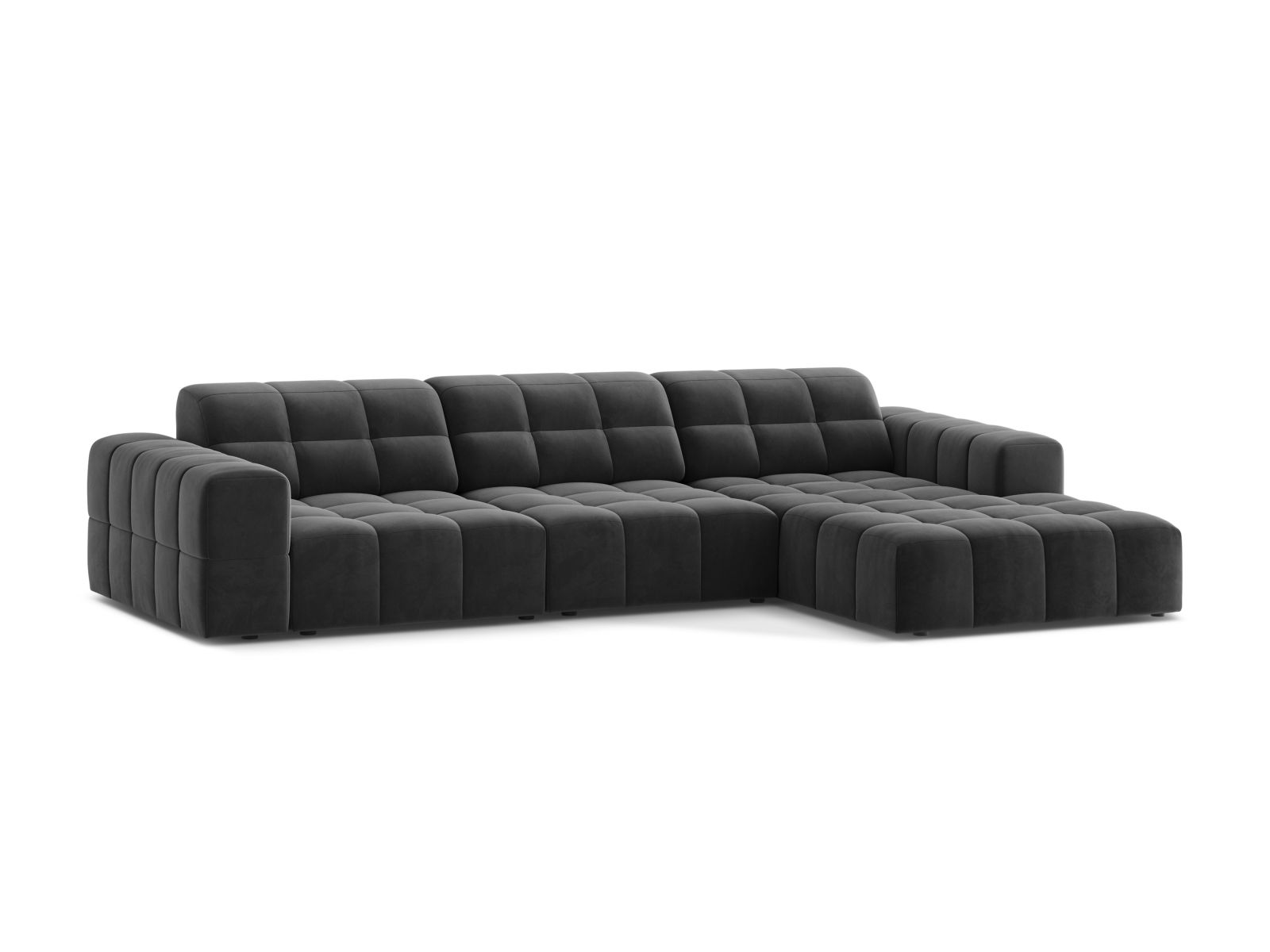 Velvet Right Corner Sofa, "Jennifer", 4 Seats, 294x167x78