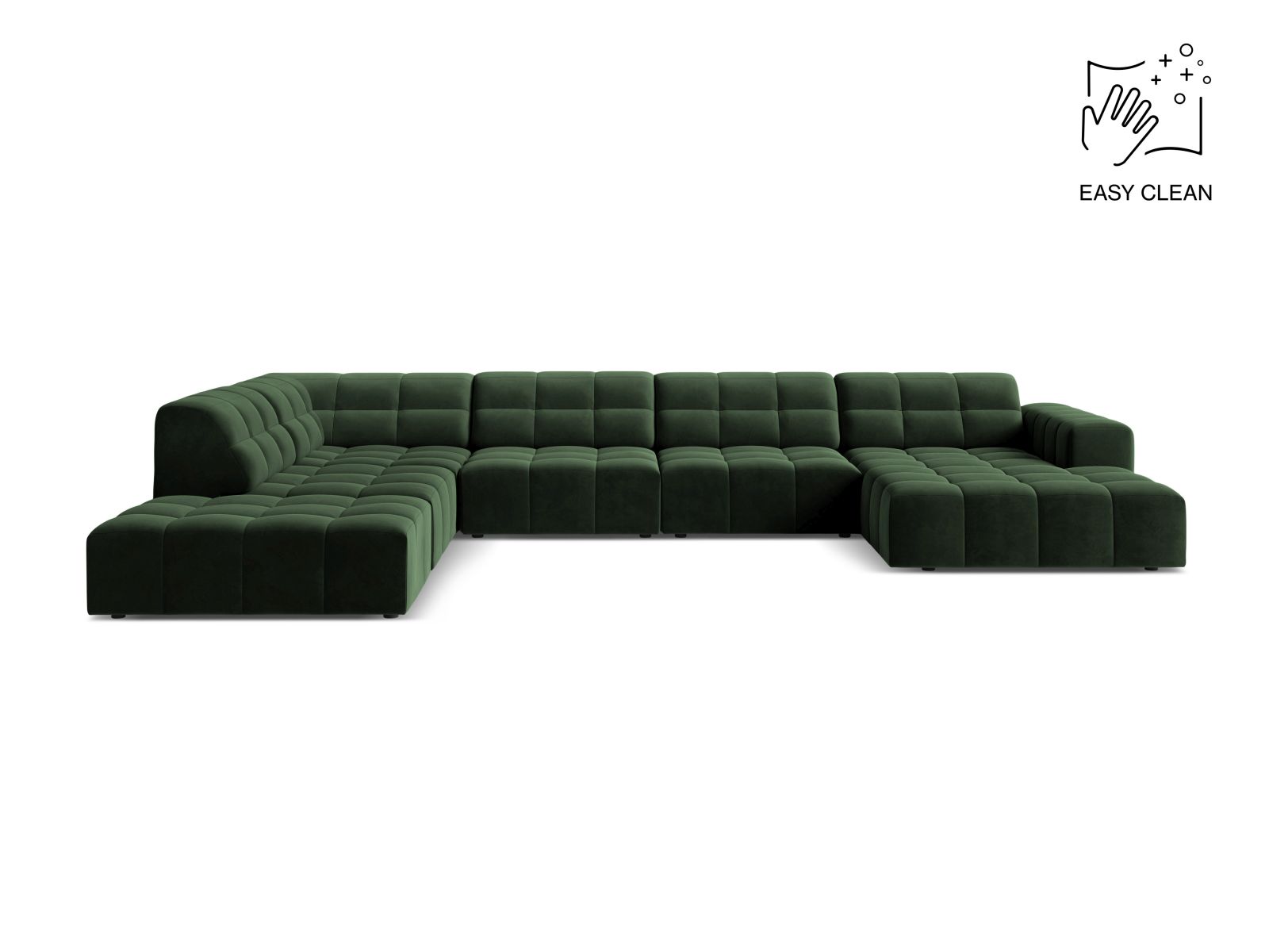 Velvet Panoramic Left Corner Sofa, "Jennifer", 7 Seats, 375x263x78