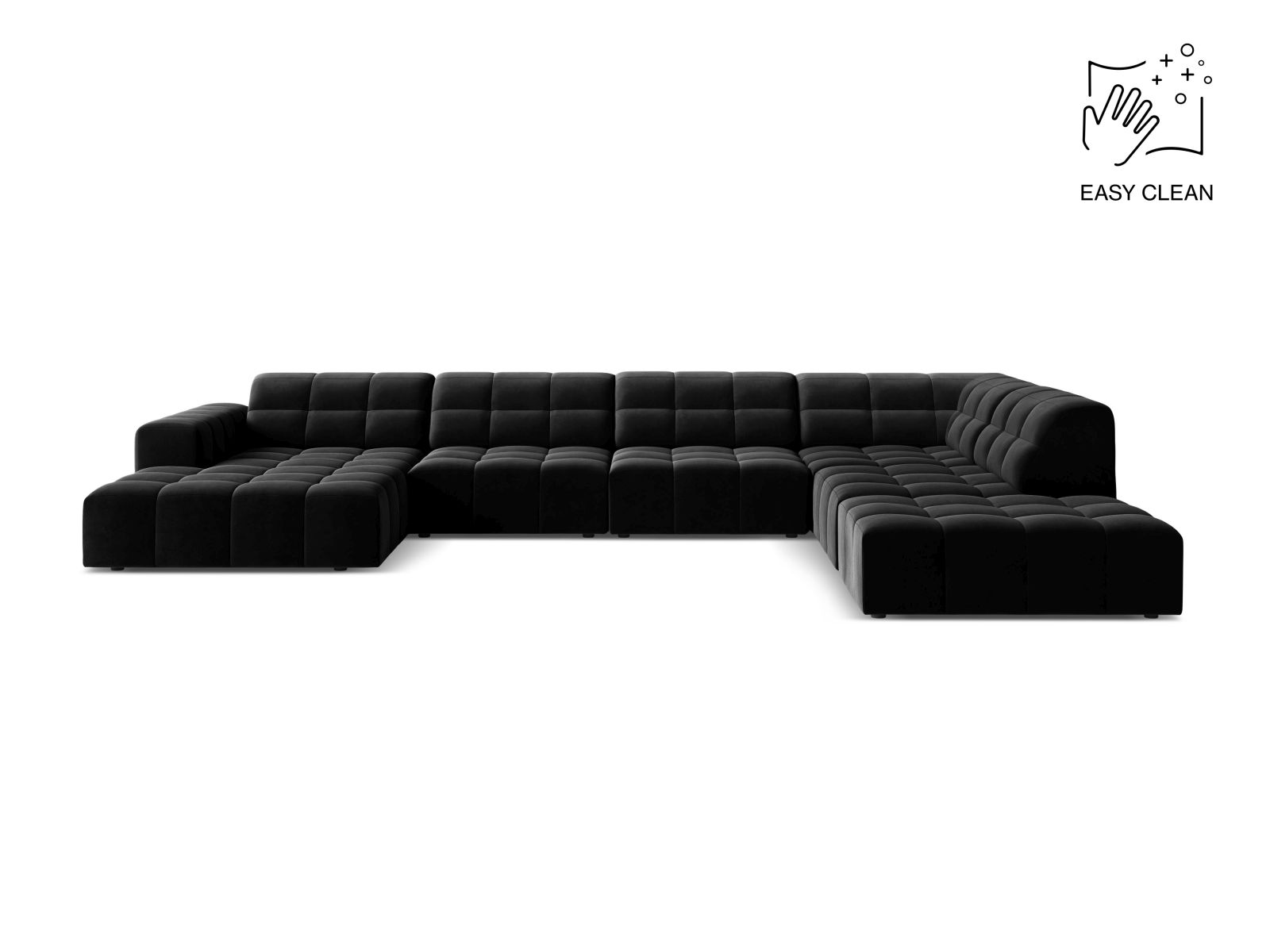 Velvet Panoramic Right Corner Sofa, "Jennifer", 7 Seats, 375x263x78