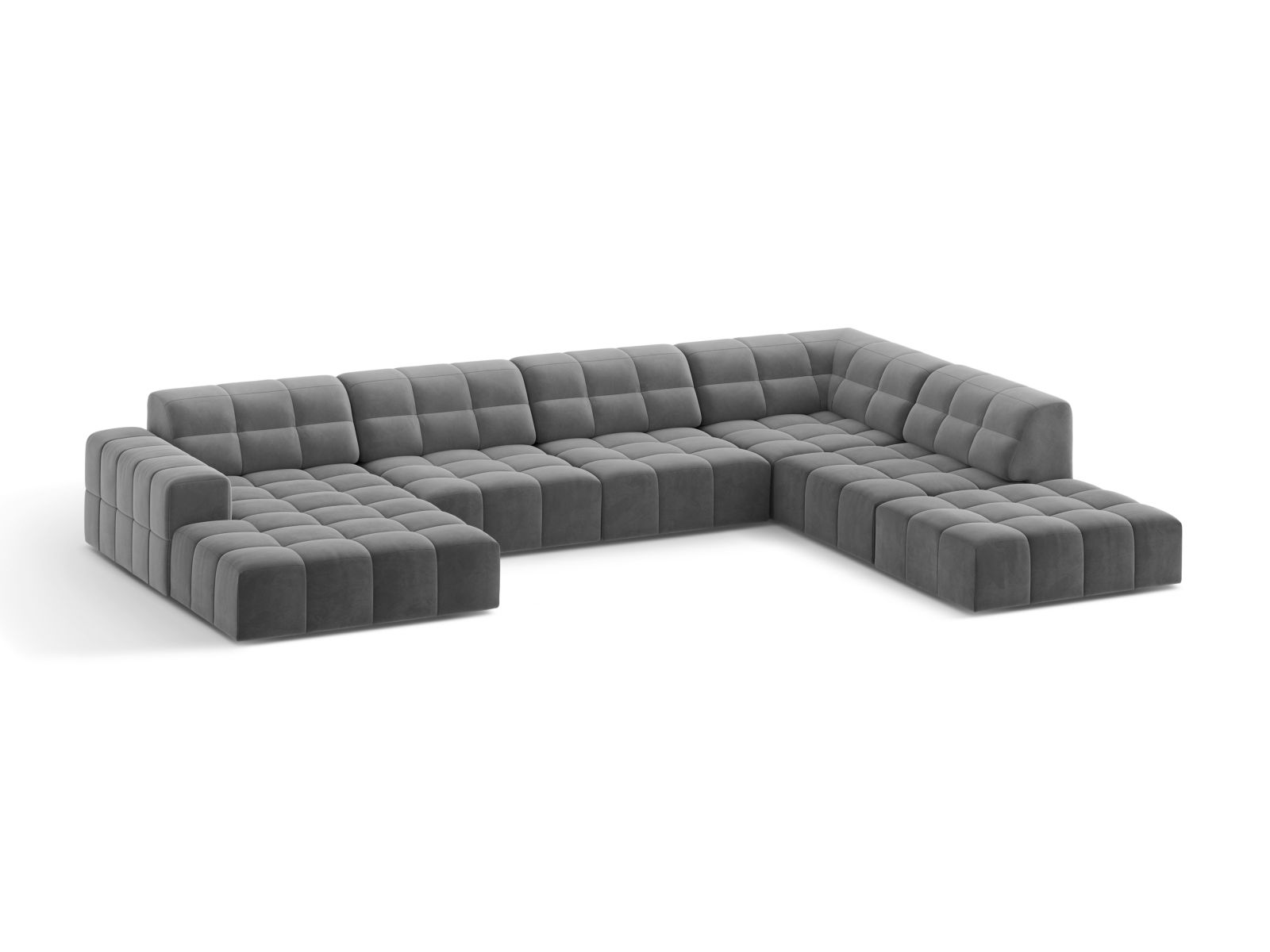 Velvet Panoramic Right Corner Sofa, "Jennifer", 7 Seats, 375x263x78